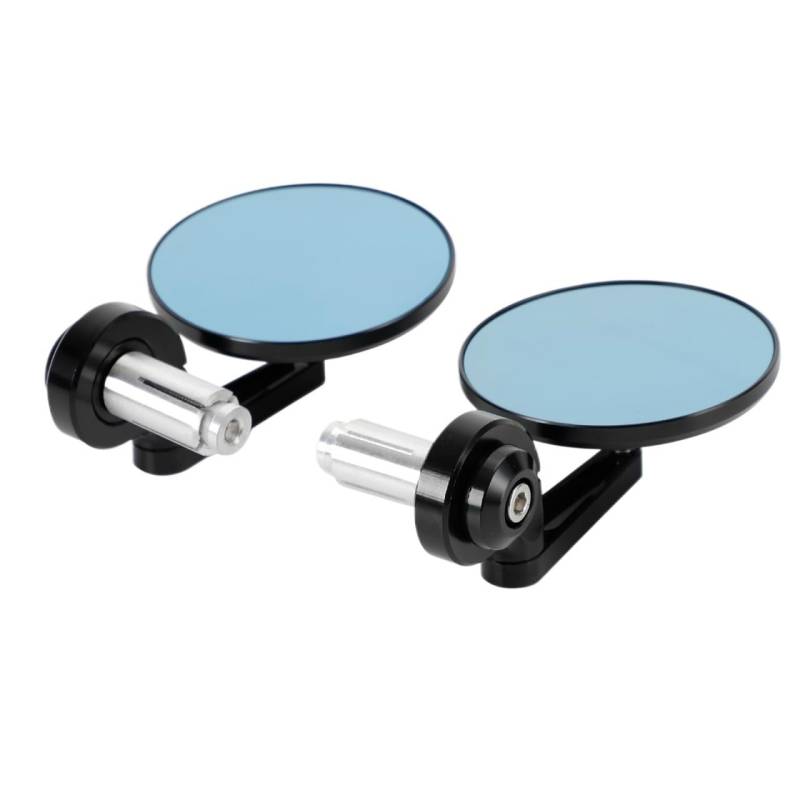 Rückspiegel 3 "CNC Shrot Arm Runde Lenkerendenspiegel 7/8"-1" Blaues Glas Rückspiegel Für Motorrad Roller von VENHIRL