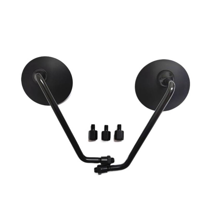 Rückspiegel Dekoration Chrom/Schwarz Seitenspiegel 10mm Gewinde Universal Für Alle 100ccm-800ccm Motorräder Modifizierter Runder Rückspiegel von VENHIRL