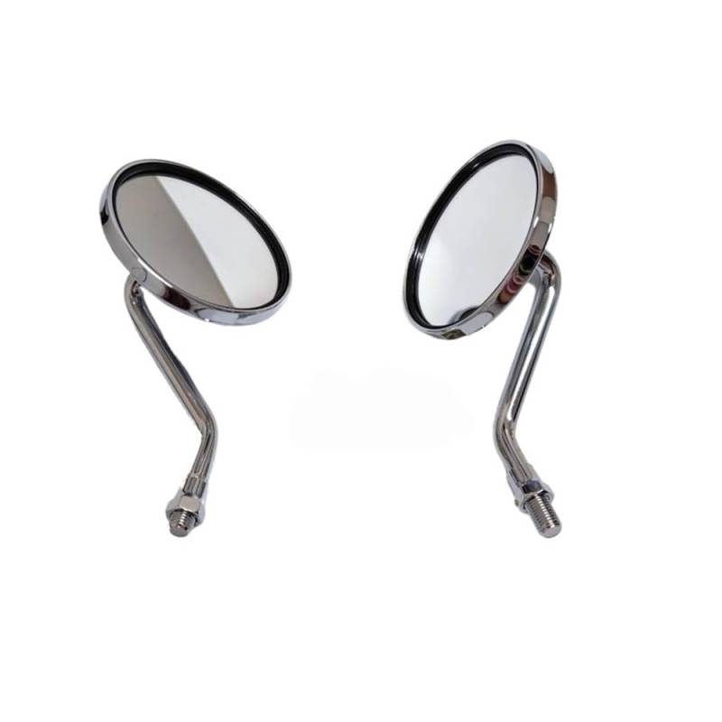 Rückspiegel Dekoration Chrom/Schwarz Seitenspiegel 10mm Gewinde Universal Für Alle 100ccm-800ccm Motorräder Modifizierter Runder Rückspiegel von VENHIRL