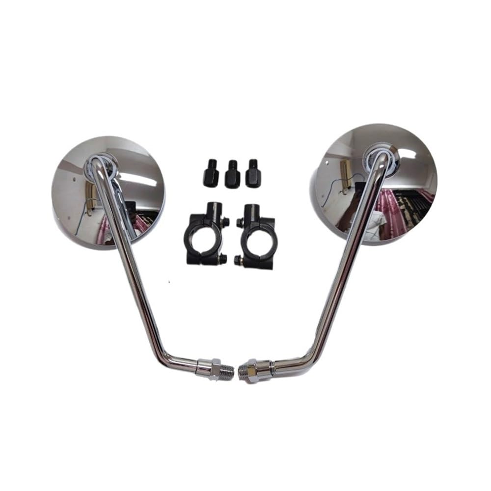 Rückspiegel Dekoration Chrom/Schwarz Seitenspiegel 10mm Gewinde Universal Für Alle 100ccm-800ccm Motorräder Modifizierter Runder Rückspiegel Rückspiegel Dekoration Chrom/Schwarz Seitenspiegel 10mm Gewinde Universal Für Alle 100ccm-800ccm Motorräder Modifizierter Runder Rückspiegel von VENHIRL