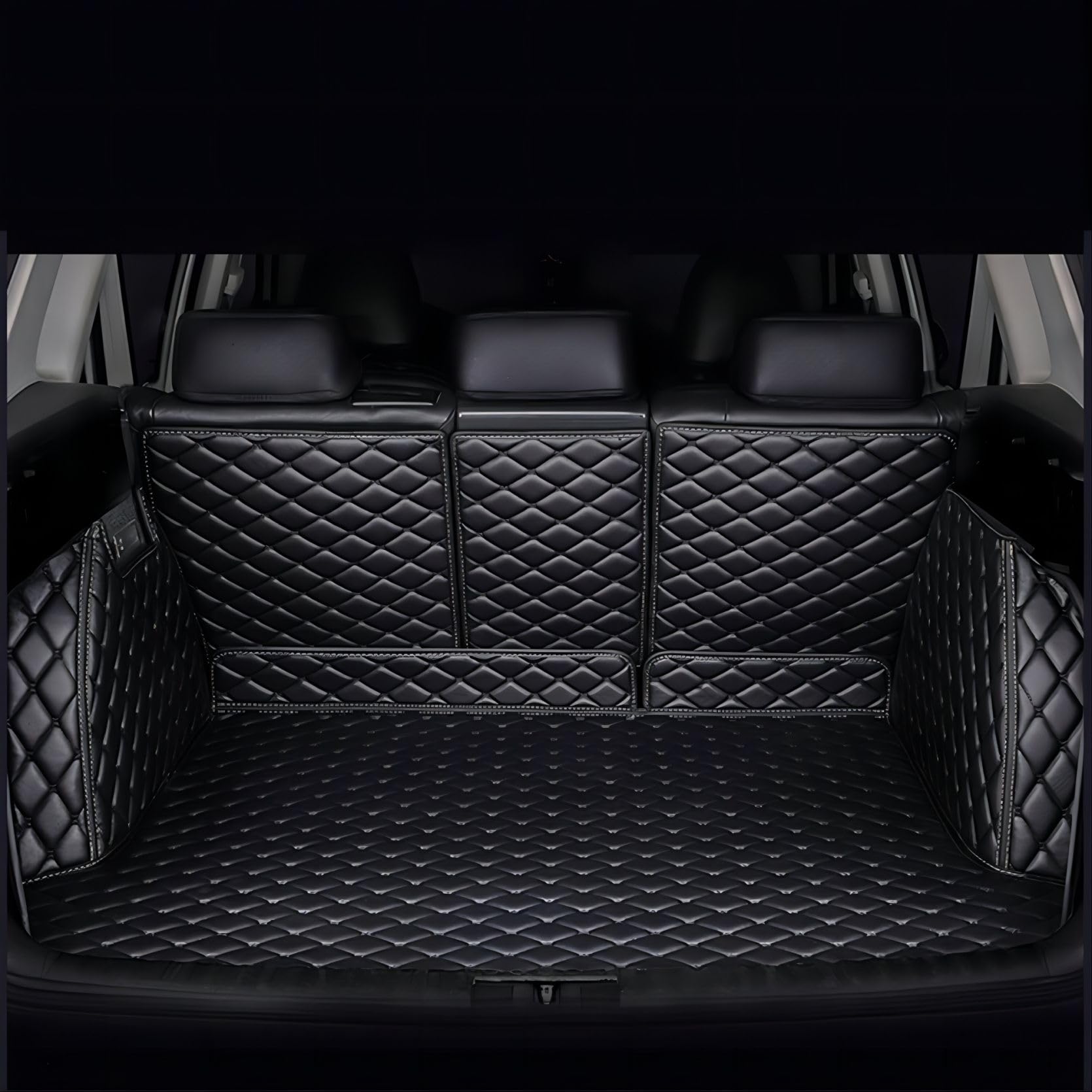 Auto Kofferraummatte für Audi Q3 2013-2018(Without net on Left Side), Vollständige Abdeckung Leder Kofferraumwanne Schutzmatte Wasserdicht rutschfest Autozubehör,Black von VENYAA