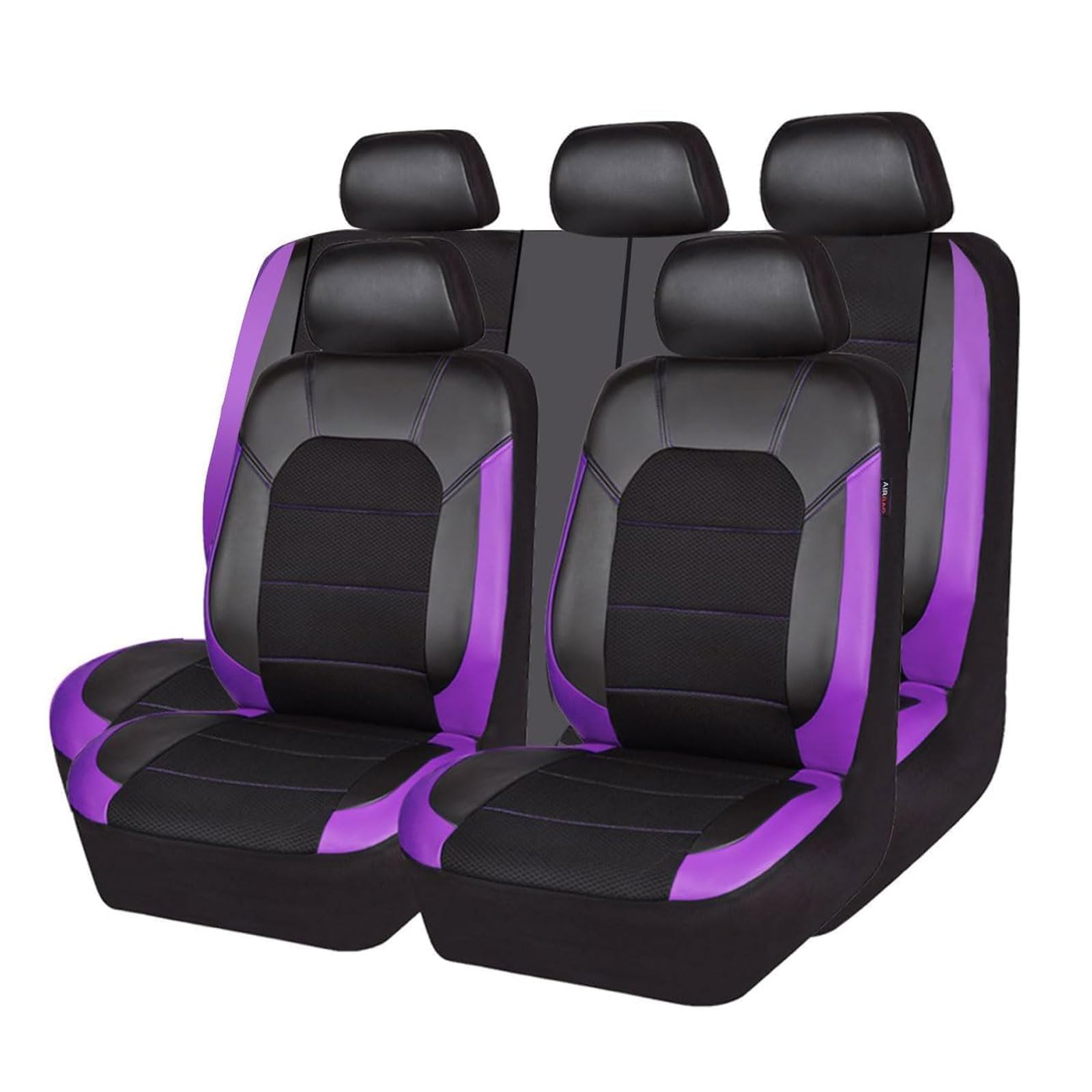 Auto Sitzbezüge Set für VW Bora 2019 2020 2021, 9 Stück Leder Wasserdicht Bequem Autositzbezüge Sitzschoner Innenraum Zubehör,Purple von VENYAA