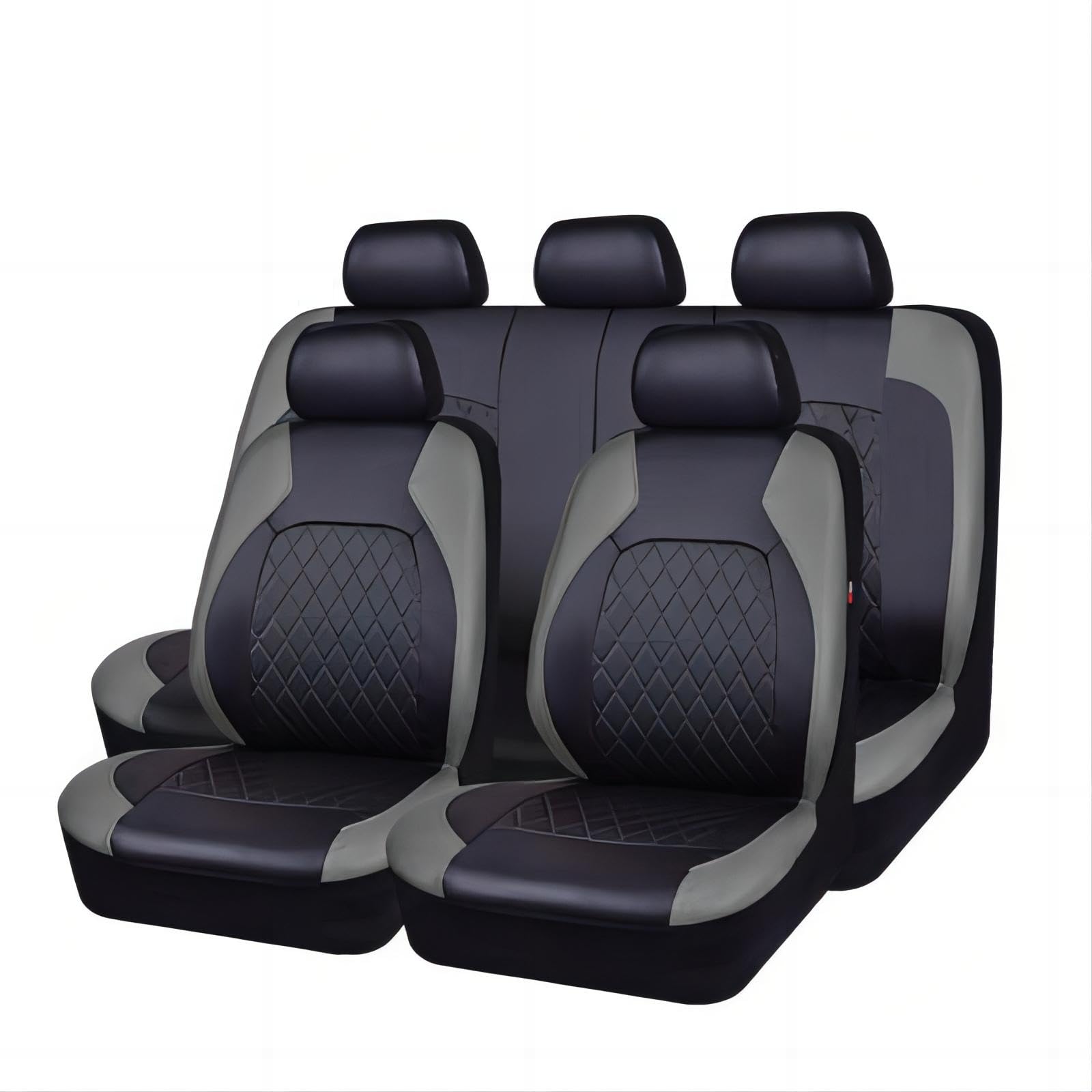 Auto Sitzbezüge Set für VW T4 T5 T6 Multivan/MK6 2000-2023, 9 Stück Leder Wasserdicht Bequem Autositzbezüge Sitzschoner Innenraum Zubehör,Grey von VENYAA