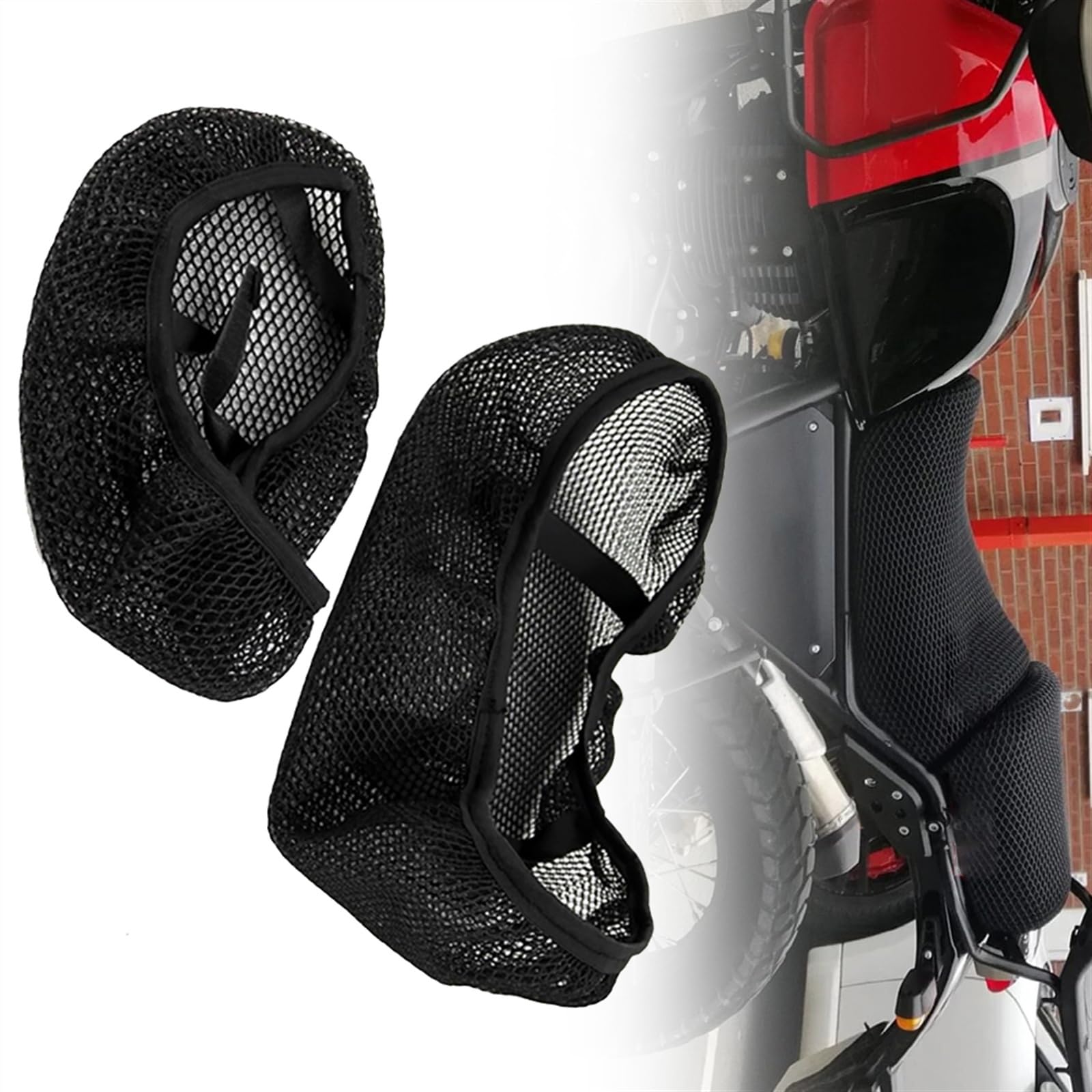 VERDDE Sitzbezüge Zubehör Für Royal Für Enfield Himalayan-411 2016 2017 2018 2019 2020 2021 2022 Motorradsitzbezug 3D Honeycomb Mesh Kissen Für Himalayan 411 (Color : 1 Pairs) von VERDDE