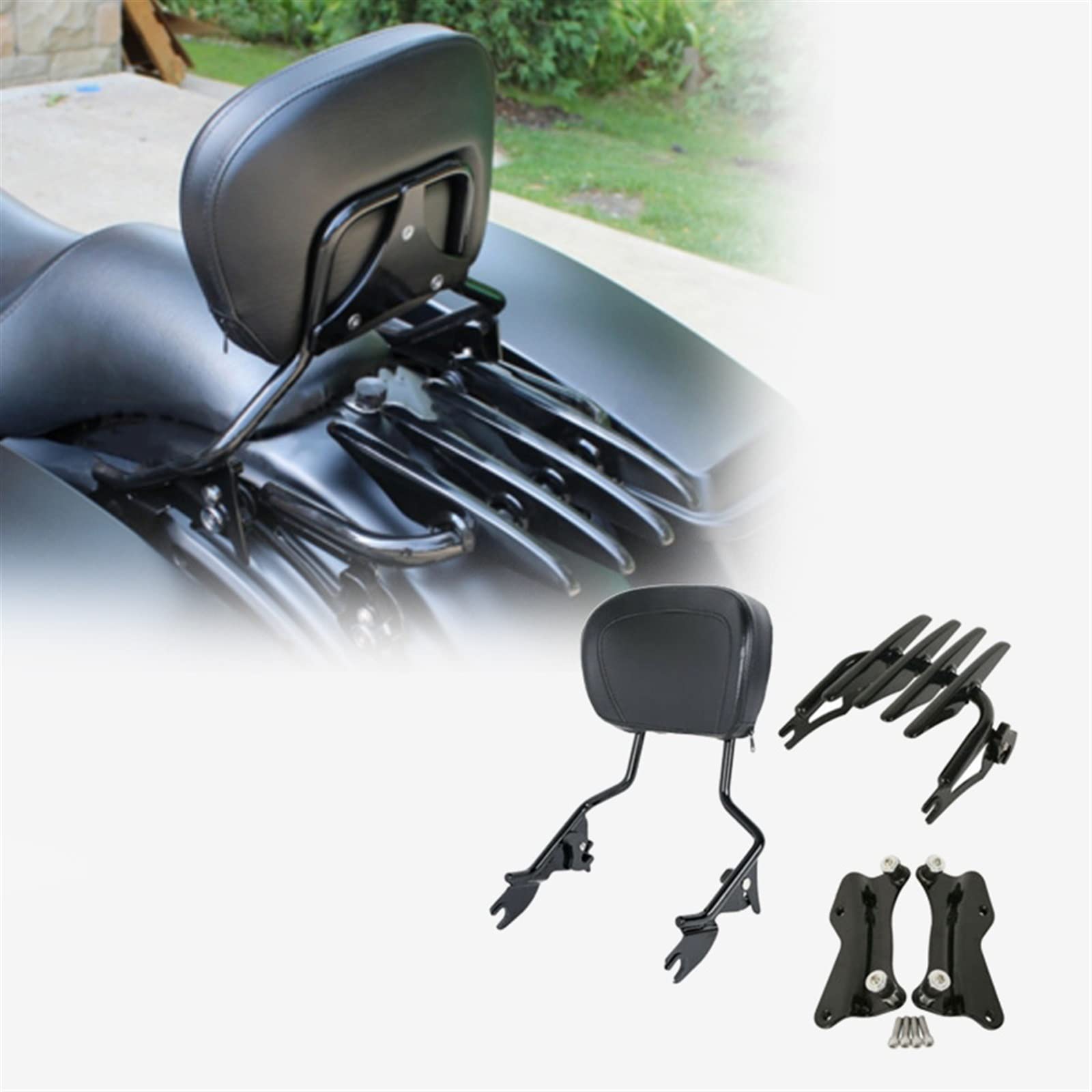 Zubehör Motorrad Abnehmbare Rückenlehne Sissy Bar Gepäckträger Für Harley Touring Street Glide Special FLHXS 2014-2021 Motorradzubehör (Color : A) von VERDDE