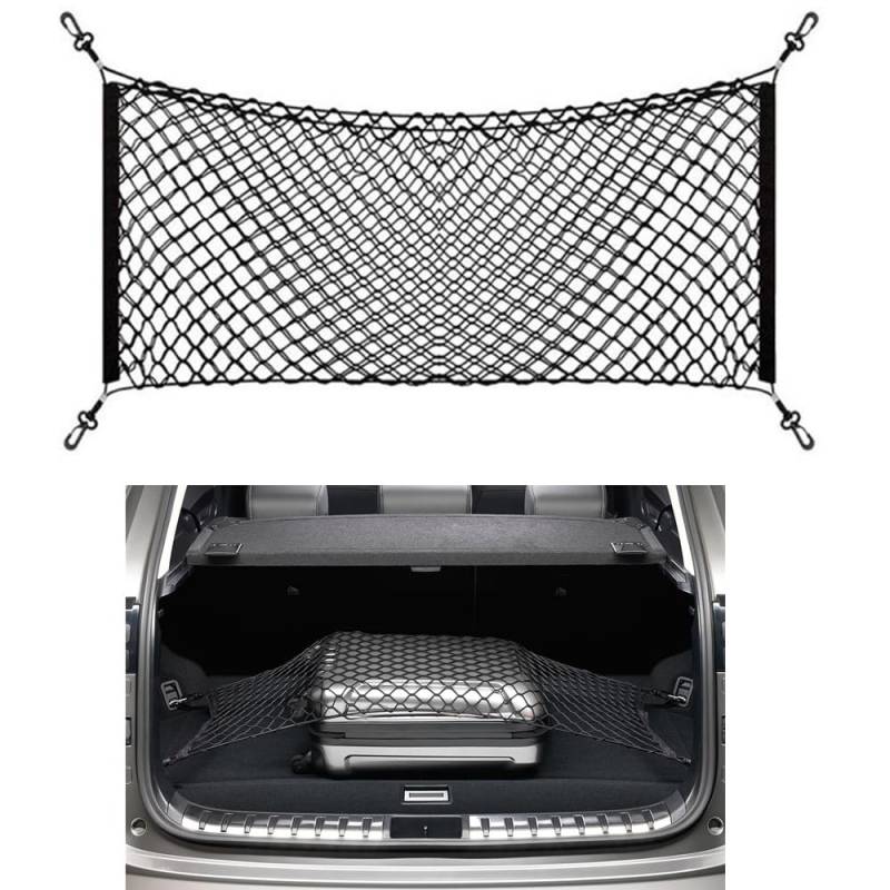 VERK GROUP KFZ Gepäcknetz Auto Kofferraumnetz Trennnetz Abdecknetz Schwarz 120x55cm 4 Haken von VERK GROUP