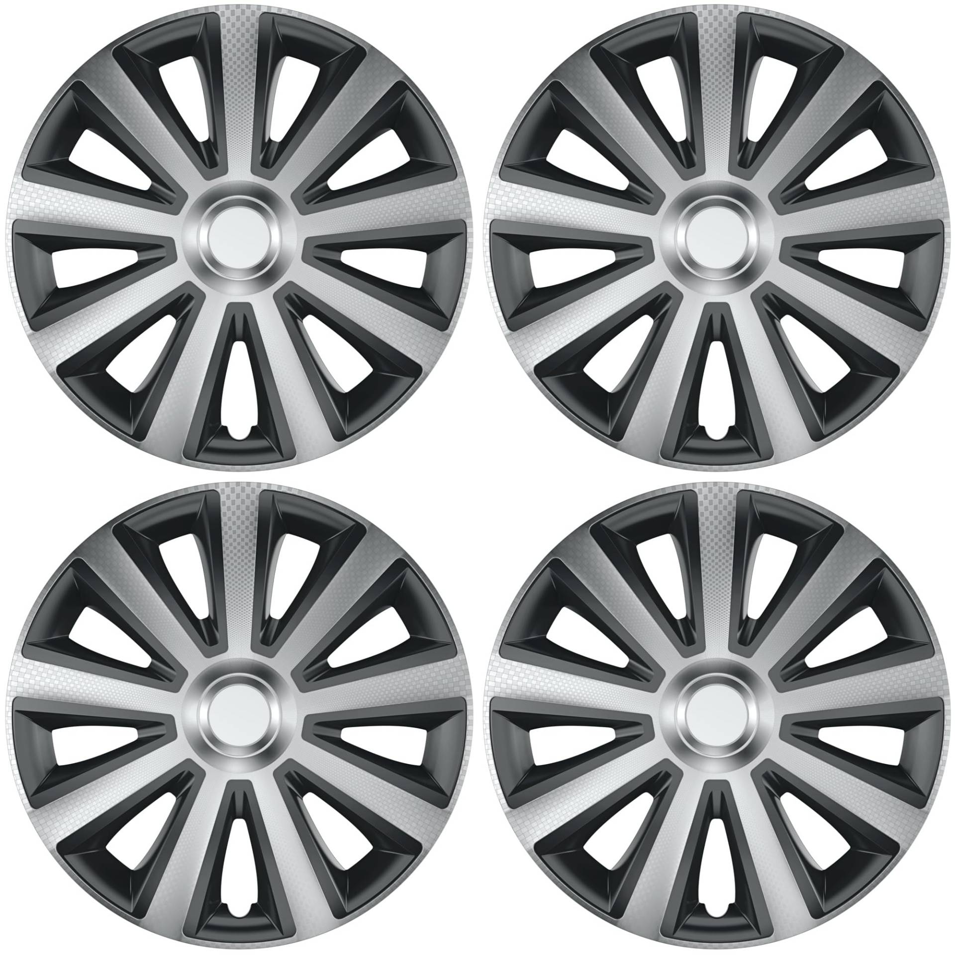 Versaco Radkappen AVIATORCAR14 Carbon Schwarz/Silber 14 Zoll 9 Speichen 4er Set Radkappen inkl. Befestigungsmaterial/Anleitung Versaco Radkappen AVIATORCAR14 Carbon Schwarz/Silber 14 Zoll 9 Speichen 4er Set Radkappen inkl. Befestigungsmaterial/Anleitung von VERSACO