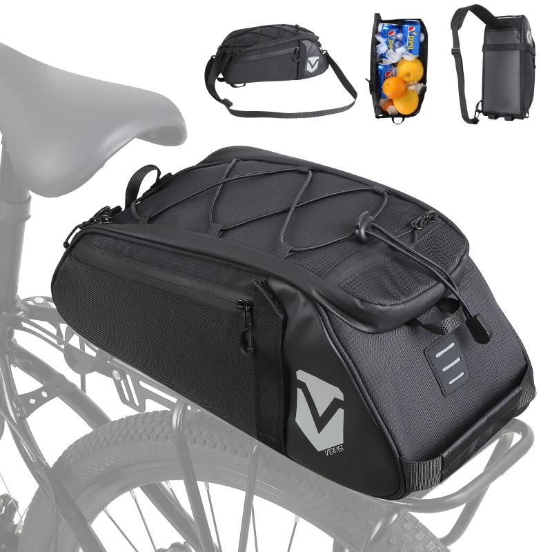 VERTAST Fahrrad Gepäckträgertasche Isolierte Stammkühltasche Rucksack Umhängetasche Multifunktionale Hinter Gepäcktasche Packtasche Rücksitztasche für Fahrrad Sitz, Isoliertasche, Schwarz von VERTAST