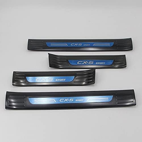 4 Stück Auto Einstiegsleisten Schutz für Mazda CX5 CX-5 2017-2022, Edelstahl äußere Trittplatten, Autotürschwellenleiste Schwellerleisten Auto Tuning Zubehör,Blue von VERVELINK