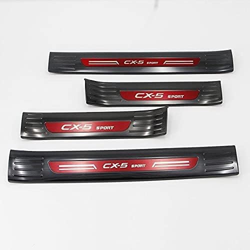 4 Stück Auto Einstiegsleisten Schutz für Mazda CX5 CX-5 2017-2022, Edelstahl äußere Trittplatten, Autotürschwellenleiste Schwellerleisten Auto Tuning Zubehör,Red von VERVELINK