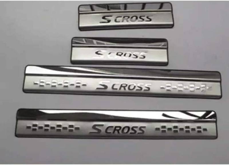 4 Stück Auto Einstiegsleisten Schutz für S-Cross 2014 2015, Edelstahl äußere Trittplatten, Autotürschwellenleiste Schwellerleisten Auto Tuning Zubehör von VERVELINK