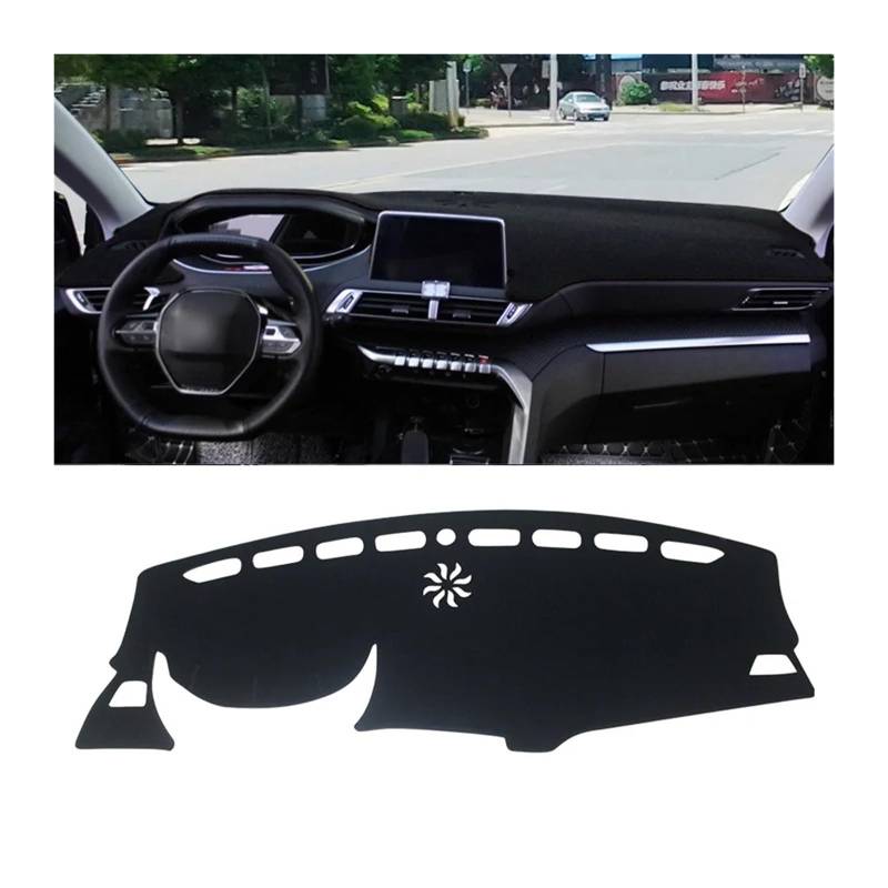 Auto Armaturenbrett Abdeckung Für Peugeot 3008 5008 GT Hybrid 2016 2017 2018 2019 2020 2021 2022 2023 Auto Dashboard Matte Sonnenschutz Abdeckung Pad Zubehör(LHD Black side) von VETJMUA