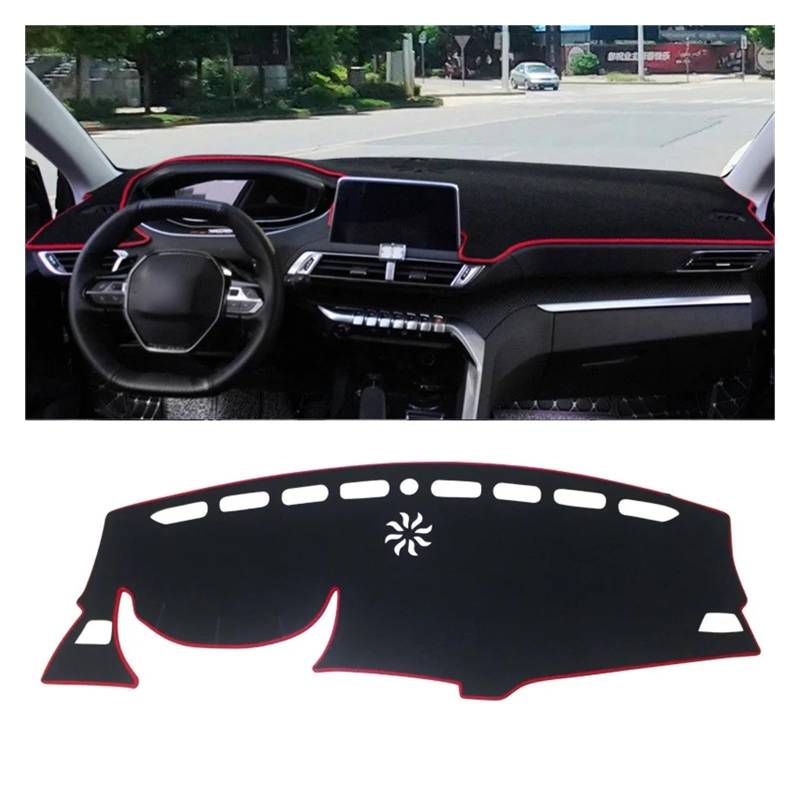Auto Armaturenbrett Abdeckung Für Peugeot 3008 5008 GT Hybrid 2016 2017 2018 2019 2020 2021 2022 2023 Auto Dashboard Matte Sonnenschutz Abdeckung Pad Zubehör(LHD Red side) von VETJMUA