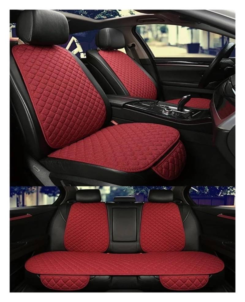 Für MG ZS GT HS RX5 MG5 MG6 Leinen Autositzbezug Sitzkissen Autozubehör Vordere Reihe Hintere Reihe Autowaren Autositzbezug(Red 5 seat) von VETJMUA