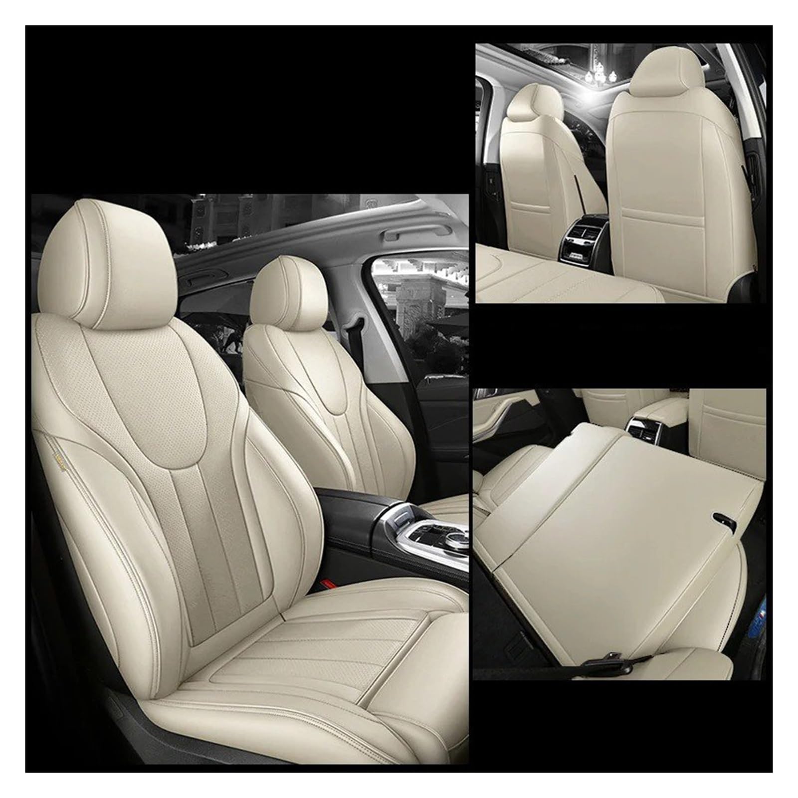 Für VW Für Beetle Für Polo Für Tiguan Für Touareg Für Amarok Für Caddy Autositzbezüge Vordere Reihe Kompletter Satz Sitzbezüge Autositzbezug(1 Set Beige) von VETJMUA