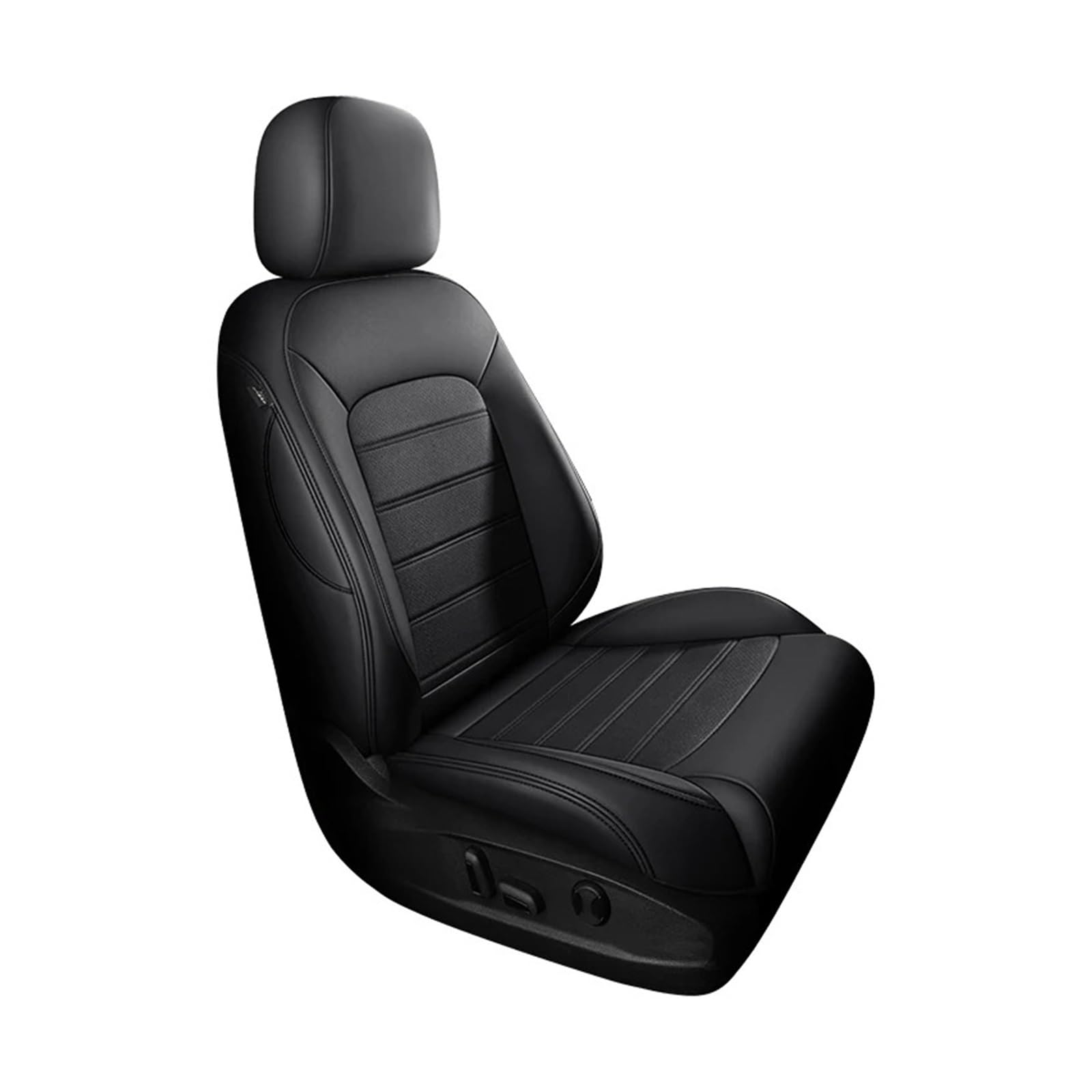 Für VW Für Golf 5/7 Für Tiguan Für Polo CC Für T-ROC Für Passat Für Käfer Autositzbezüge Leder Vordere Reihe Kompletter Satz Sitzbezüge Autositzbezug(1 Piece Black) von VETJMUA