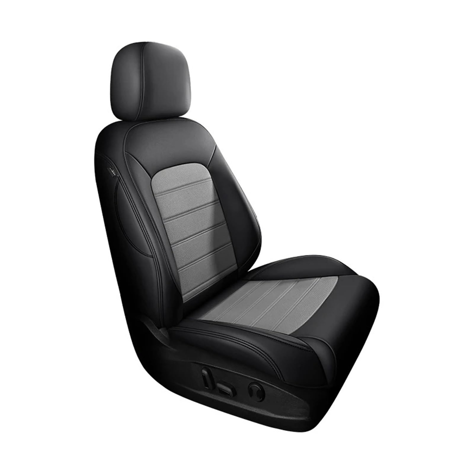 Für VW Für Golf 5/7 Für Tiguan Für Polo CC Für T-ROC Für Passat Für Käfer Autositzbezüge Leder Vordere Reihe Kompletter Satz Sitzbezüge Autositzbezug(1 Piece Black Gray) von VETJMUA