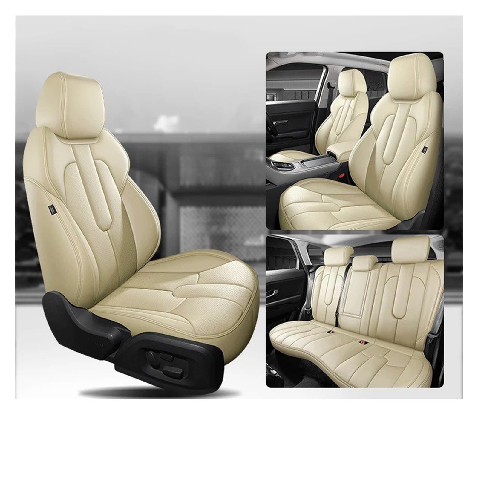 Für Volvo XC90 V50 S60 V40 C30 S80 XC70 S90 C70 Leder-Autositzbezüge Für Die Erste Reihe Und EIN Komplettes Set Von Sitzbezügen Autositzbezug(Full Set-Beige) von VETJMUA