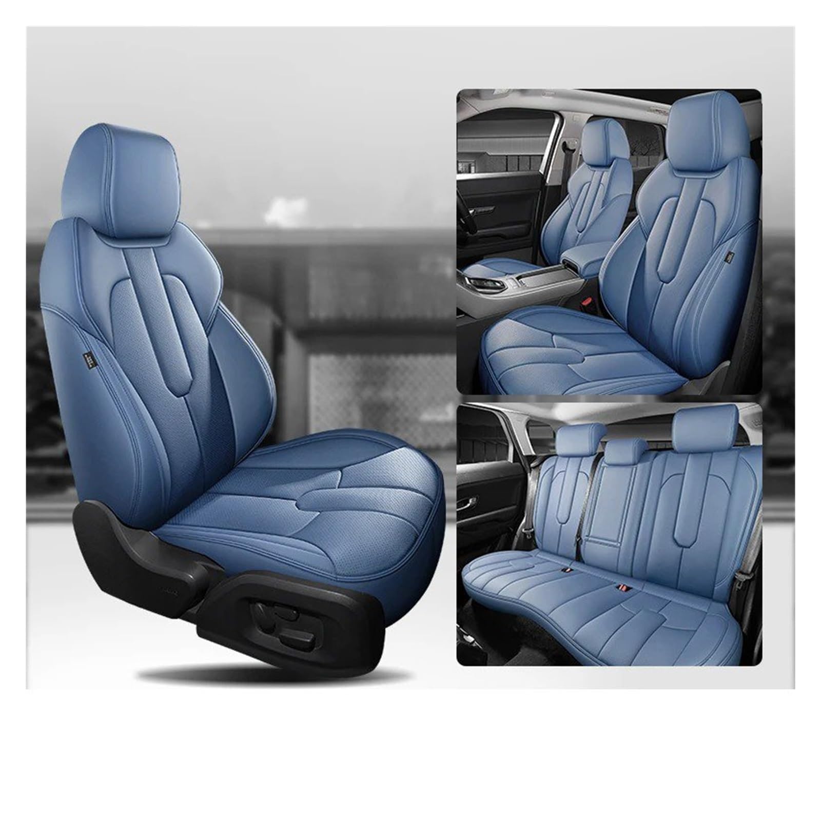 Für Volvo XC90 V50 S60 V40 C30 S80 XC70 S90 C70 Leder-Autositzbezüge Für Die Erste Reihe Und EIN Komplettes Set Von Sitzbezügen Autositzbezug(Full Set-Blue) von VETJMUA