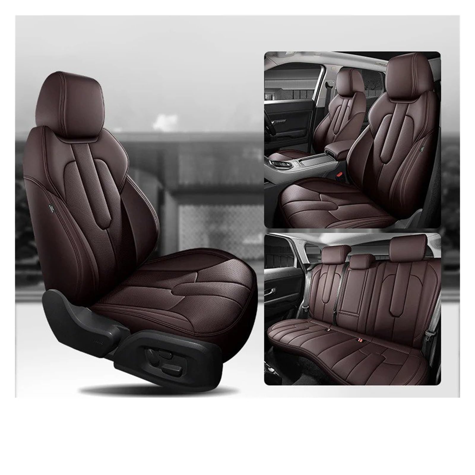 Für Volvo XC90 V50 S60 V40 C30 S80 XC70 S90 C70 Leder-Autositzbezüge Für Die Erste Reihe Und EIN Komplettes Set Von Sitzbezügen Autositzbezug(Full Set-Coffee) von VETJMUA