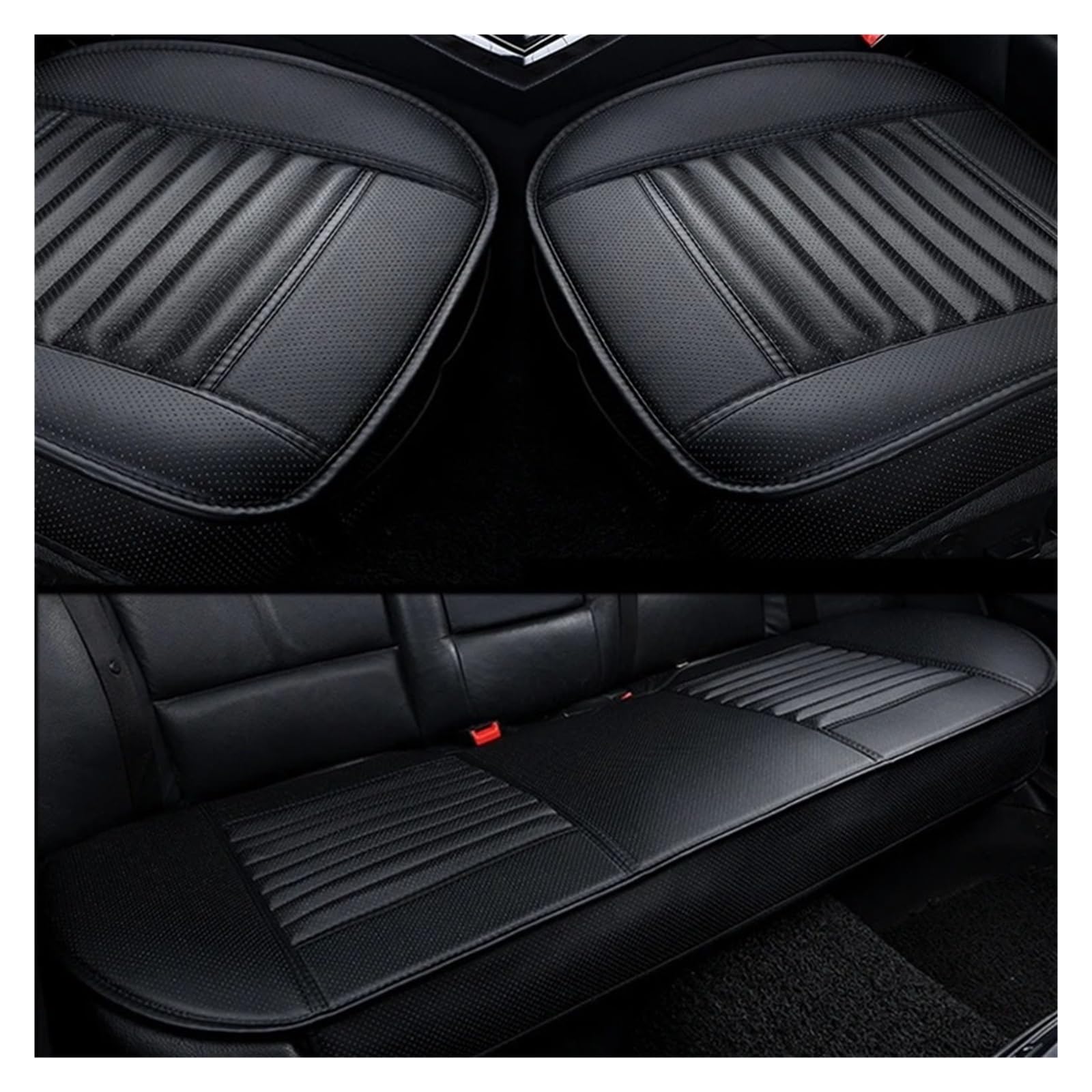 Ledersitzbezüge Autokissen Vier Jahreszeiten Autos Sitzbezug Universal Pad Matten Schutz Autositzbezug(3*Black) von VETJMUA