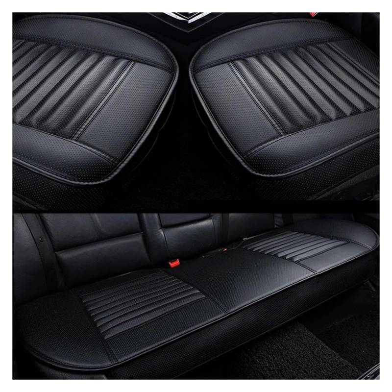Ledersitzbezüge Autokissen Vier Jahreszeiten Autos Sitzbezug Universal Pad Matten Schutz Autositzbezug(3*Black) von VETJMUA