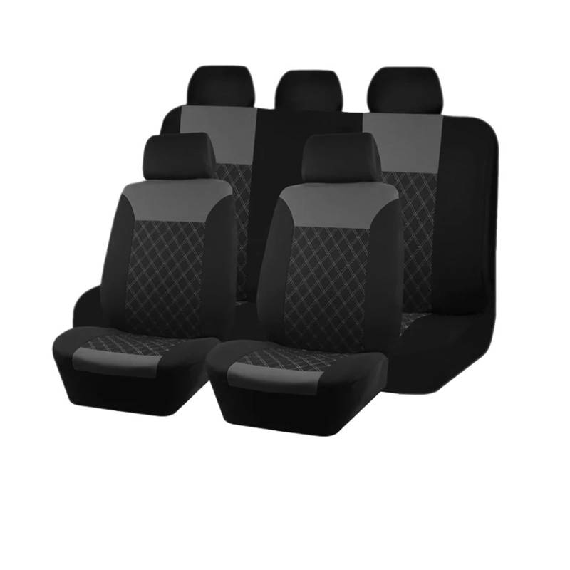 Passend Für Die Meisten Auto-LKW-SUV-Van-Universal-Polyester-Steppstickerei-Autositzbezüge, Innenausstattung Autositzbezug(9 Pieces Gray) von VETJMUA
