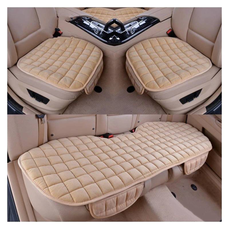 Plüsch Auto Sitzbezüge Set Auto Sitzkissen Winter Auto Sitz Protector Weiche Anti Slip Pads Autositzbezug(O1 Beige 1 Set) von VETJMUA