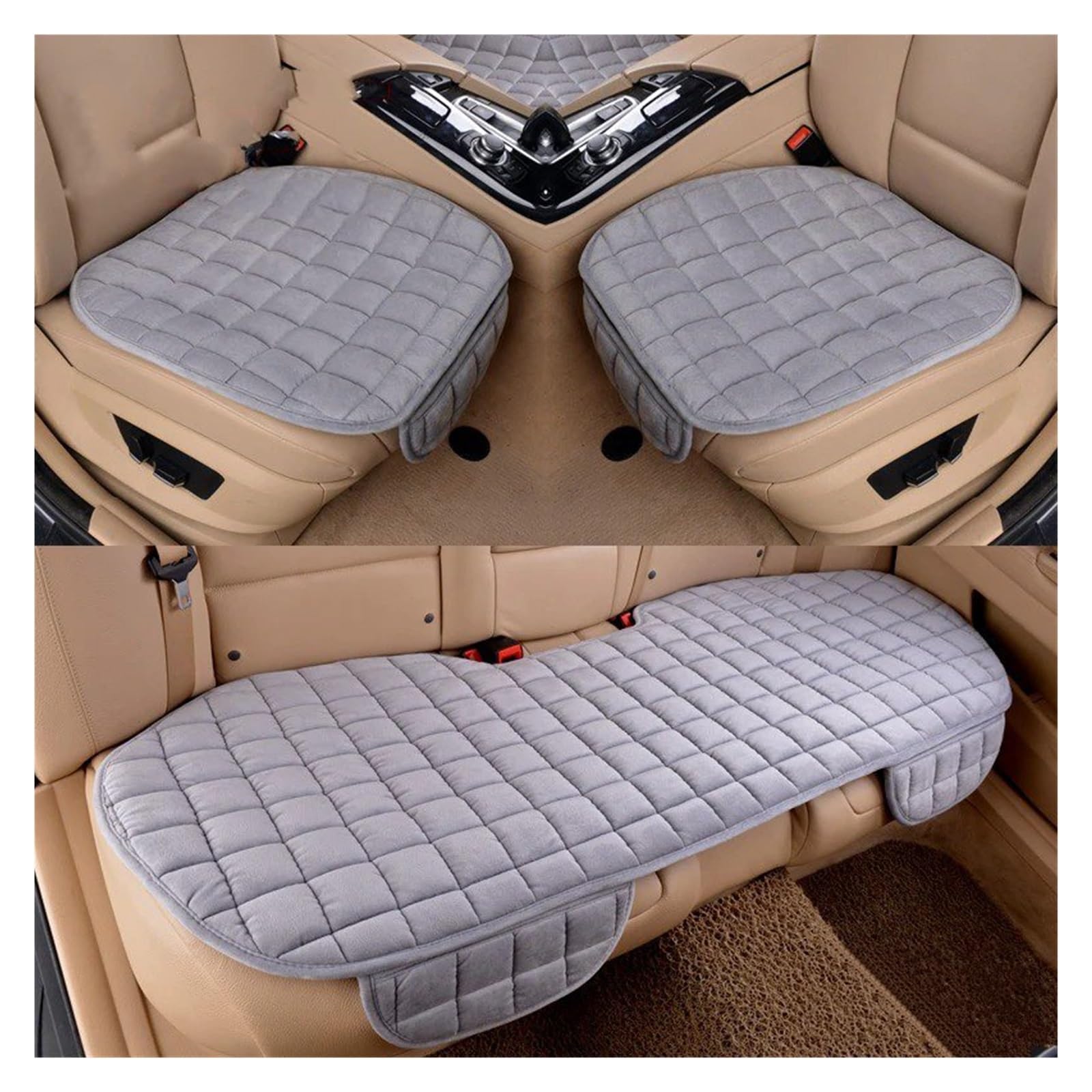 Plüsch Auto Sitzbezüge Set Auto Sitzkissen Winter Auto Sitz Protector Weiche Anti Slip Pads Autositzbezug(O1 Gray 1 Set) von VETJMUA