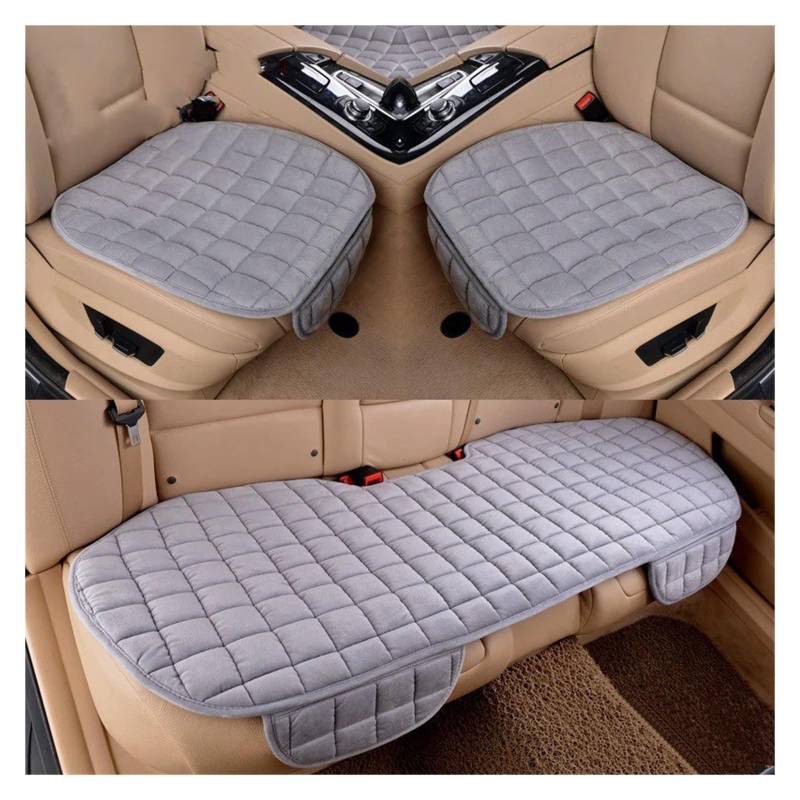 Plüsch Auto Sitzbezüge Set Auto Sitzkissen Winter Auto Sitz Protector Weiche Anti Slip Pads Autositzbezug(O1 Gray 1 Set) von VETJMUA