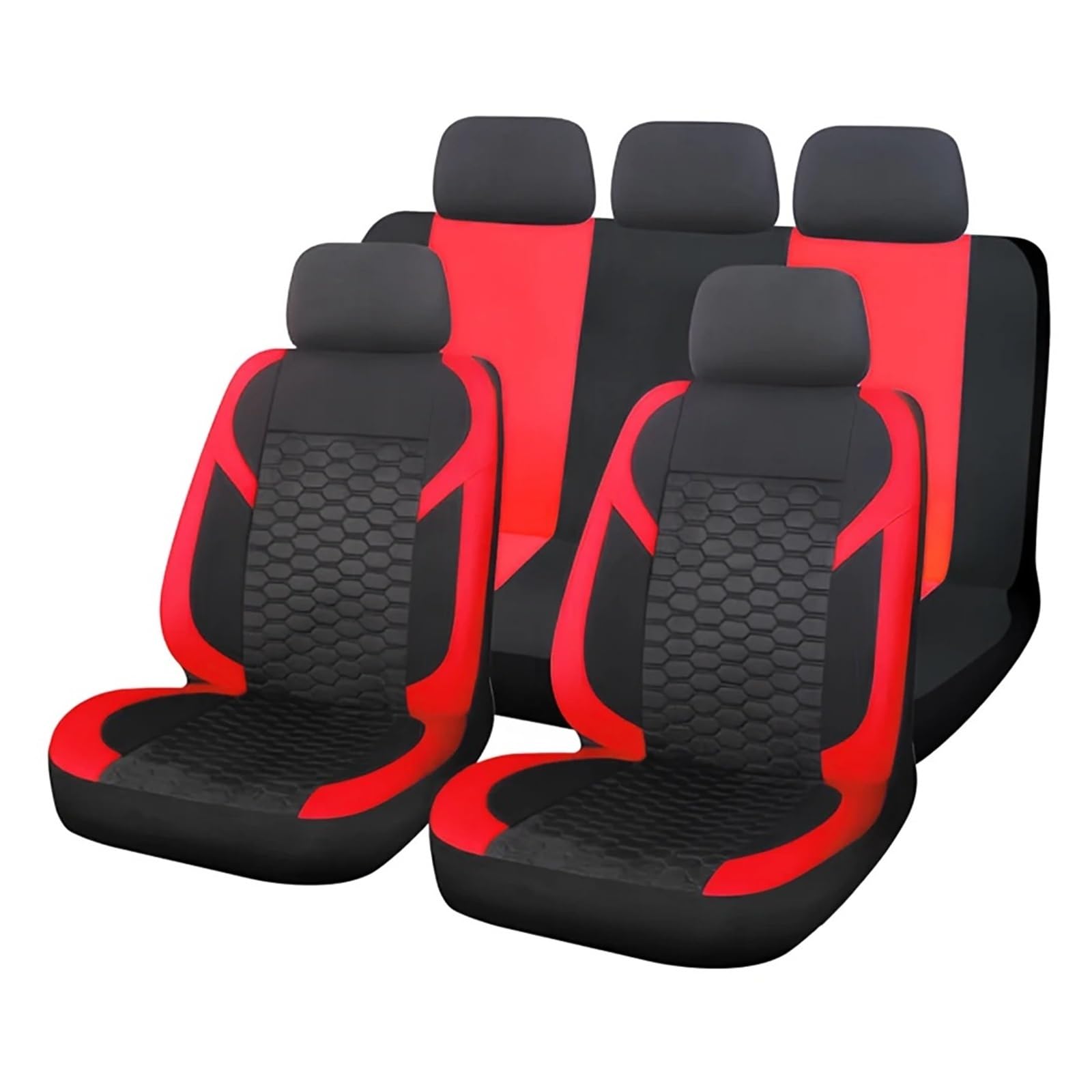 Universal-Autositzbezüge, Polyester-Netzgewebe, Wabenstickerei, Sitzbezüge, Komplettes Set Autositzbezug(Red) von VETJMUA