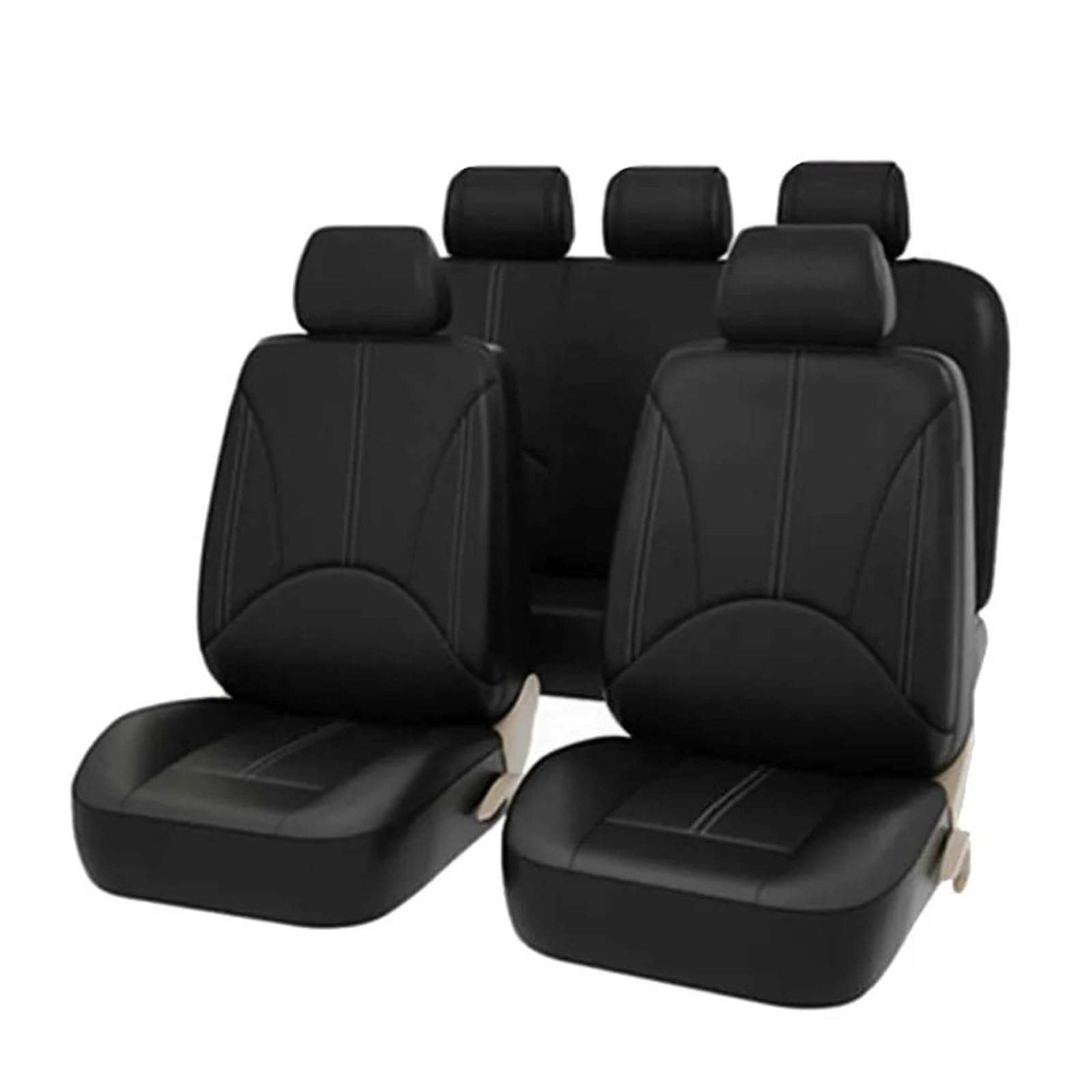 Universal-Autositzbezug-Set Atmungsaktives Autositzkissen Vollumwickelter Sitzbezug Kompatibel Mit Airbag Autositzbezug(Black Set x 1) von VETJMUA