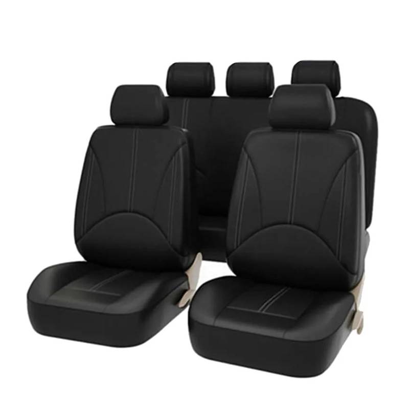 Universal-Autositzbezug-Set Atmungsaktives Autositzkissen Vollumwickelter Sitzbezug Kompatibel Mit Airbag Autositzbezug(Black Set x 1) von VETJMUA