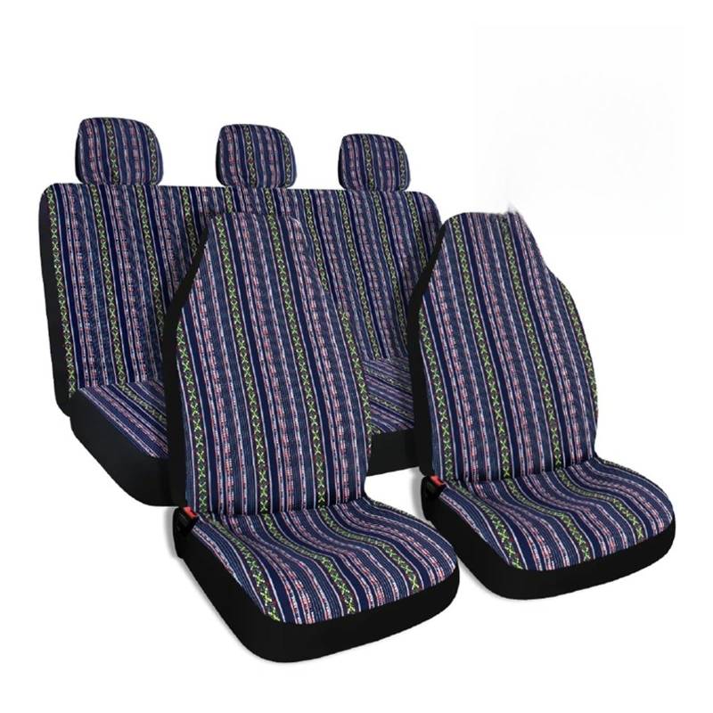 Universal-Sitzbezüge, Waschbar, Gestreift, Komplettes Set Mit Sicherheitsgurtpolstern, Lenkradbezug Autositzbezug(Green Purple) von VETJMUA