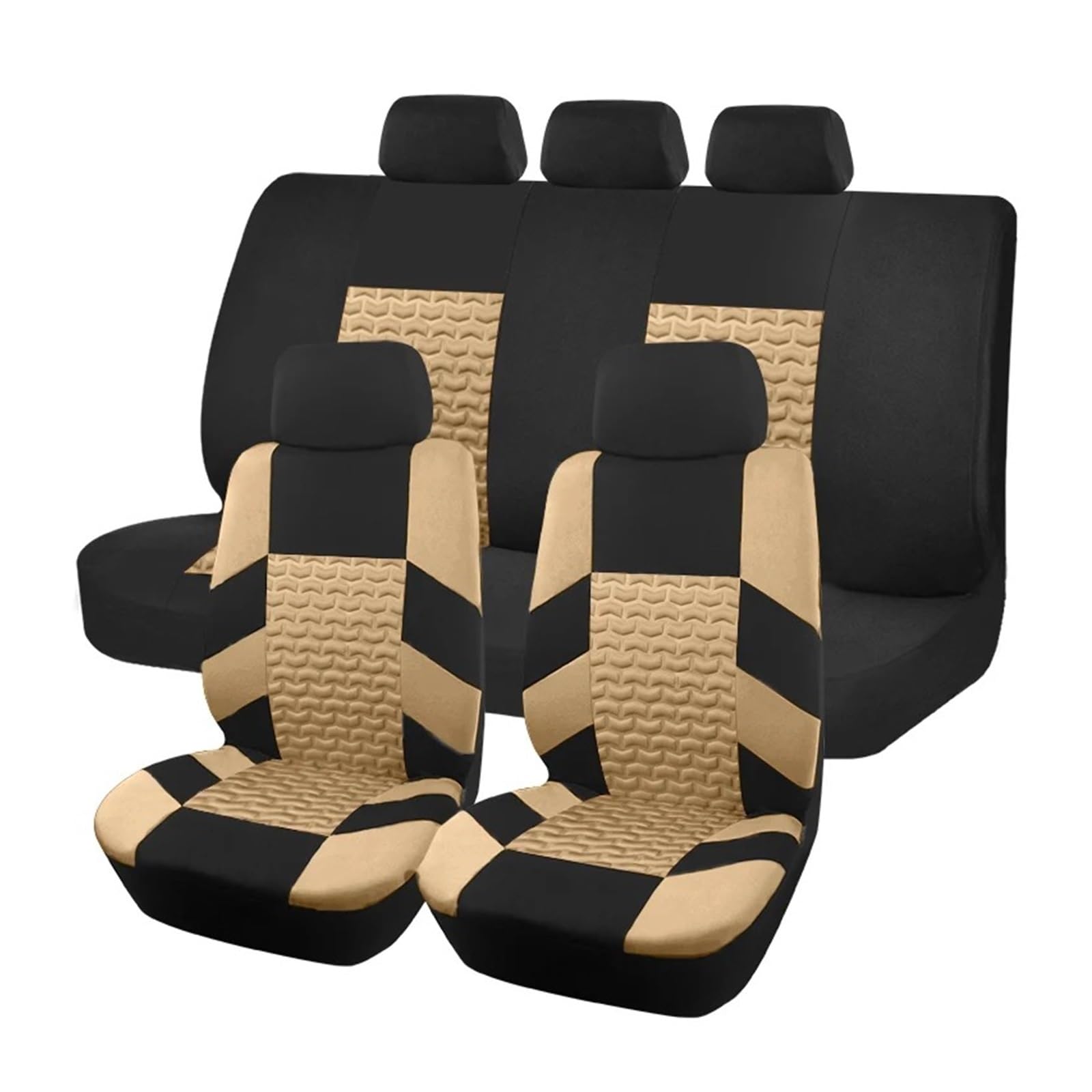 Universal-Sitzbezüge Für Auto, SUV, LKW, Transporter, Reifenpresse-Design, Sitzbezüge, Komplettes Set, Autozubehör, Innenraum Autositzbezug(Beige) von VETJMUA