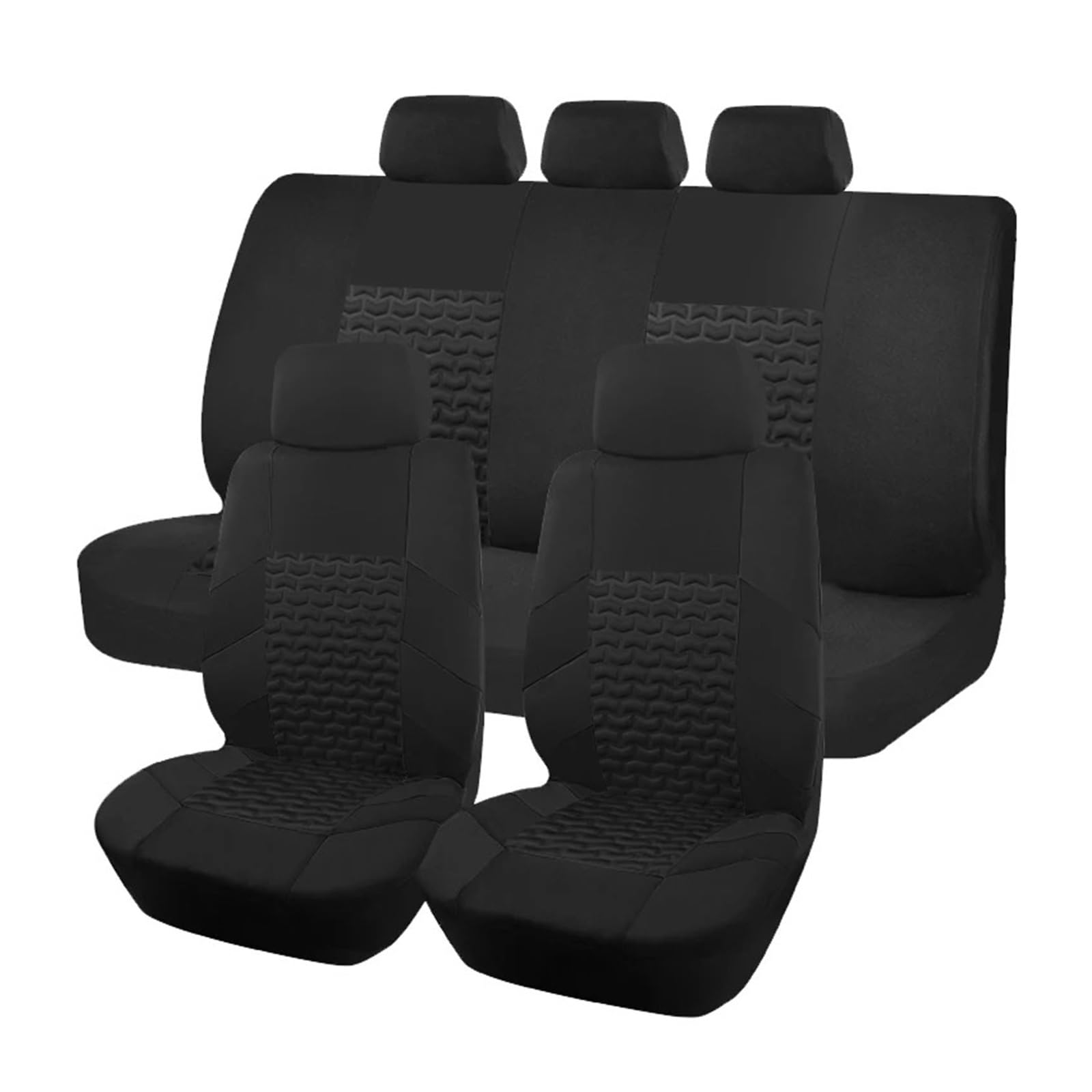 Universal-Sitzbezüge Für Auto, SUV, LKW, Transporter, Reifenpresse-Design, Sitzbezüge, Komplettes Set, Autozubehör, Innenraum Autositzbezug(Schwarz) von VETJMUA