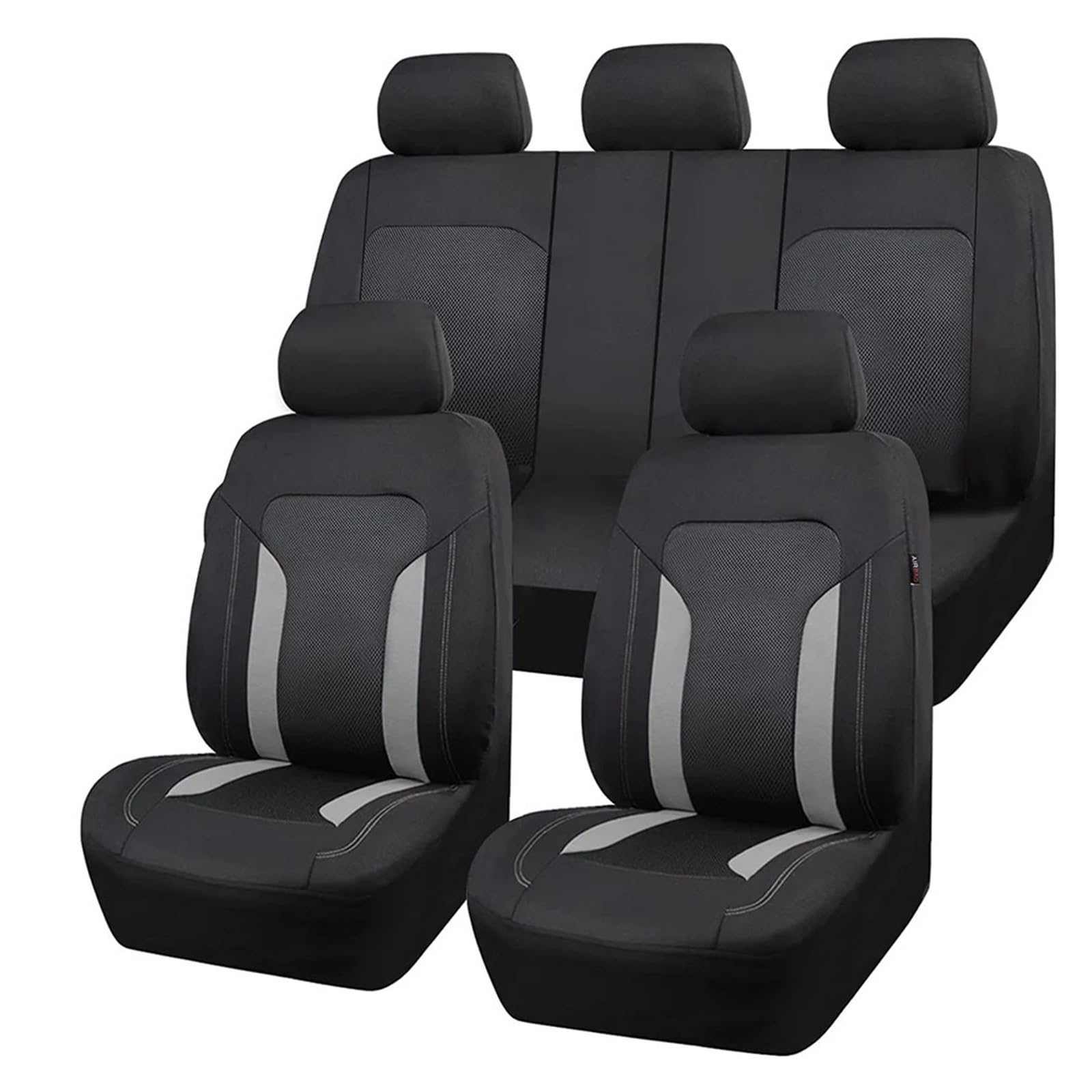 Universelle Graue Mesh-Sitzbezüge Für Autos Mit 3 Reißverschlüssen Für Geteilte Rücksitze, Kompatibel Mit Airbags Autositzbezug(5 seat Set) von VETJMUA