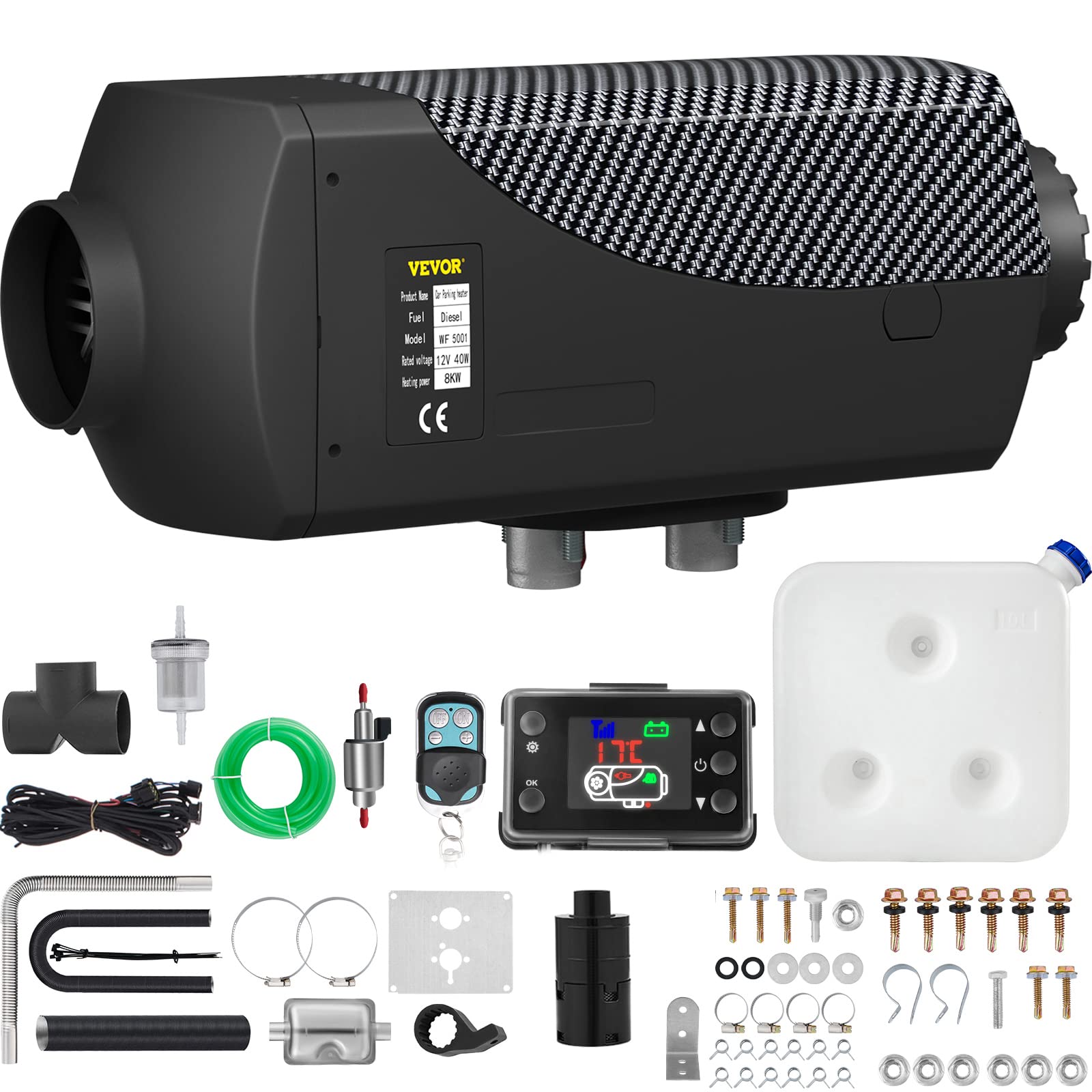 VEVOR 12V Diesel Lufterhitzer, 8KW Standhezung Diesel, Luft Dieselheizung, Air Diesel Heizung, LCD Schalter Air Standheizung mit Schalldämpfer für Auto RV Boote LKW Wohnmobil Bus VEVOR 12V Diesel Lufterhitzer, 8KW Standhezung Diesel, Luft Dieselheizung, Air Diesel Heizung, LCD Schalter Air Standheizung mit Schalldämpfer für Auto RV Boote LKW Wohnmobil Bus von VEVOR