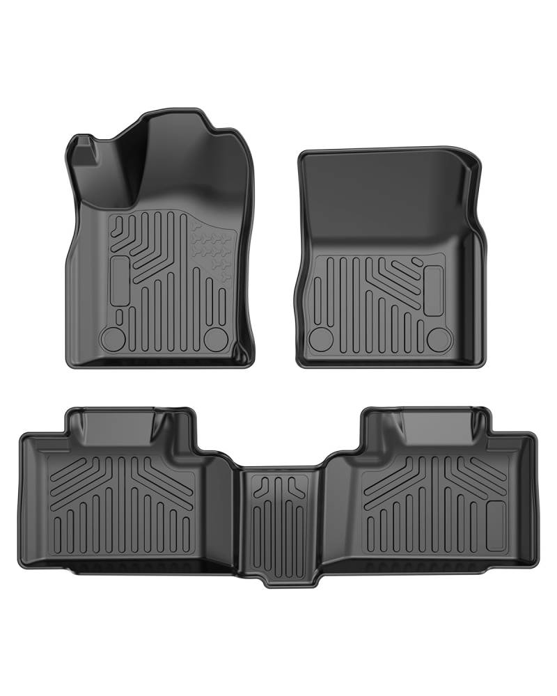 VEVOR Autofußmatten passend für Dodge Durango/Jeep Grand Cherokee 2016–2024/2016–2021, 3-teilig, Einlagen für die vordere und zweite Reihe wetterfeste maßgeschneiderte Fahrzeug-Fußmatten aus TPE von VEVOR