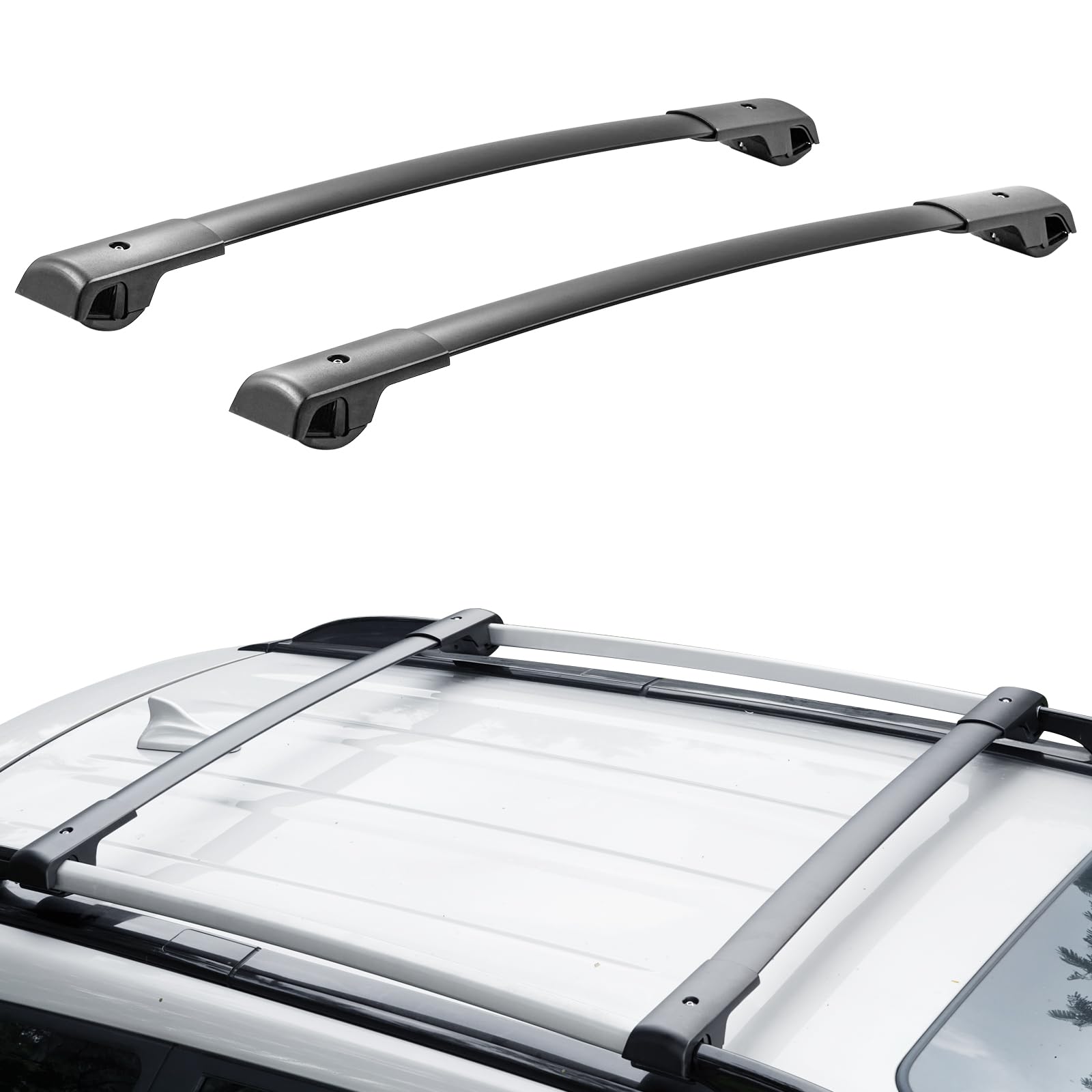 VEVOR Dachträger-Querstangen, Passend für Subaru Forester 2014–2022, mit erhöhten Seitenschienen, 90,7 kg Tragfähigkeit, Aluminium-Querstangen mit Schlössern, für Dachgepäckträger, Gepäck usw. von VEVOR