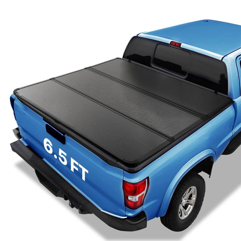VEVOR Dreifach Faltbare Ladeflächenabdeckung, Kompatibel mit 2015-2024 Ford F-150, 6,5' (79") Ladefläche, Passt nur zu 6,5' x 5,4' (79" x 65,2") Innenladefläche, 400 lbs Tragkraft, LED-Licht von VEVOR