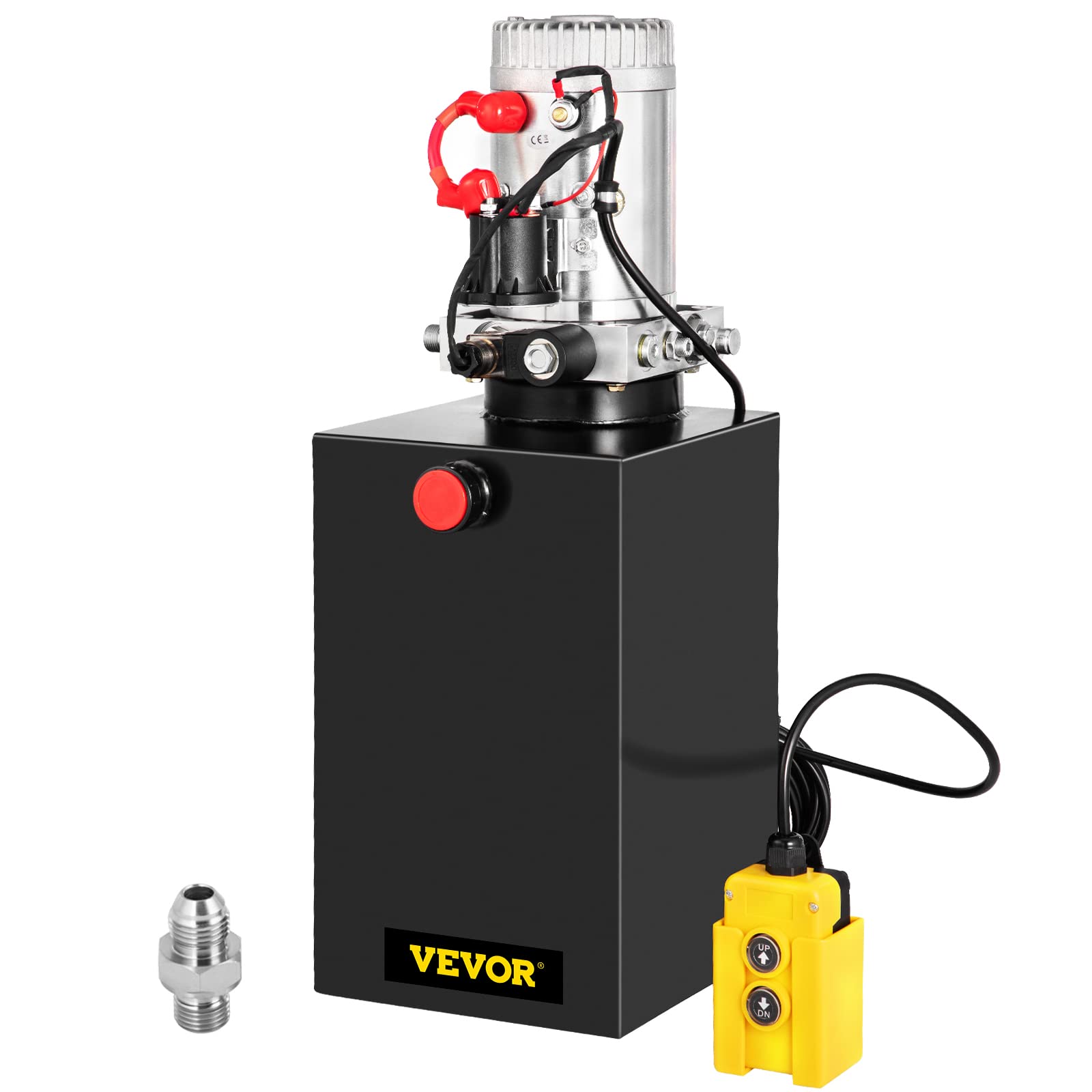 VEVOR Einfachwirkende 15 L Hydraulikpumpe Kippanhänger, Hydraulikpumpe Hydraulikaggregat Einfach Wirkendes Aggregat 12 V 3200 PSI Max. Druck 1,6–3 kW von VEVOR