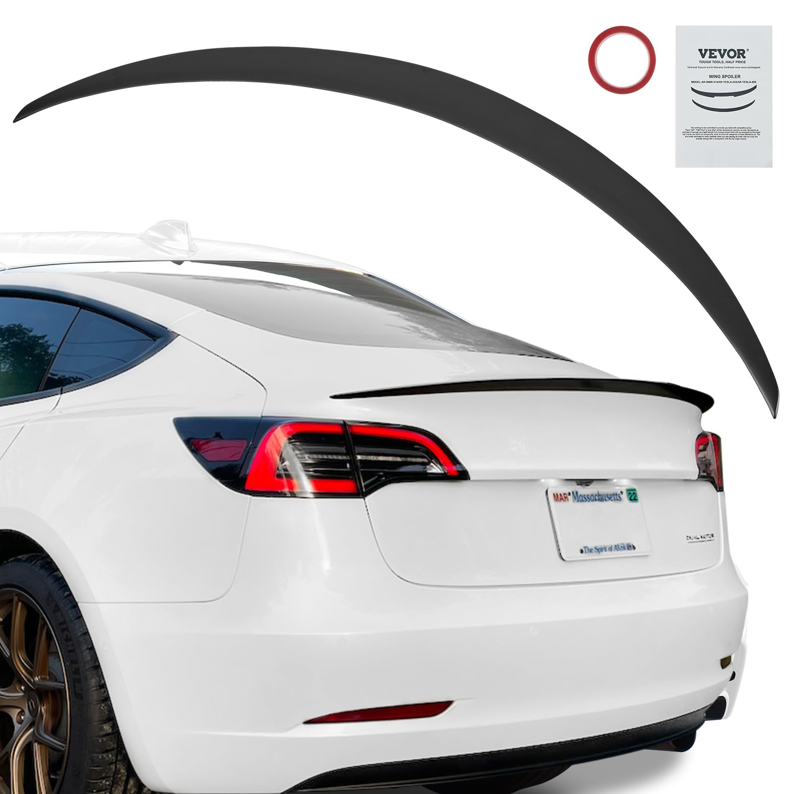 VEVOR GT Wing Autospoiler, 48,2 Zoll Spoiler, Kompatibel mit Tesla Model 3, Hochfestes ABS-Material, Einbrennlackierung, Auto Heckspoilerflügel, Rennspoiler für Autos, Mattschwarz VEVOR GT Wing Autospoiler, 48,2 Zoll Spoiler, Kompatibel mit Tesla Model 3, Hochfestes ABS-Material, Einbrennlackierung, Auto Heckspoilerflügel, Rennspoiler für Autos, Mattschwarz von VEVOR