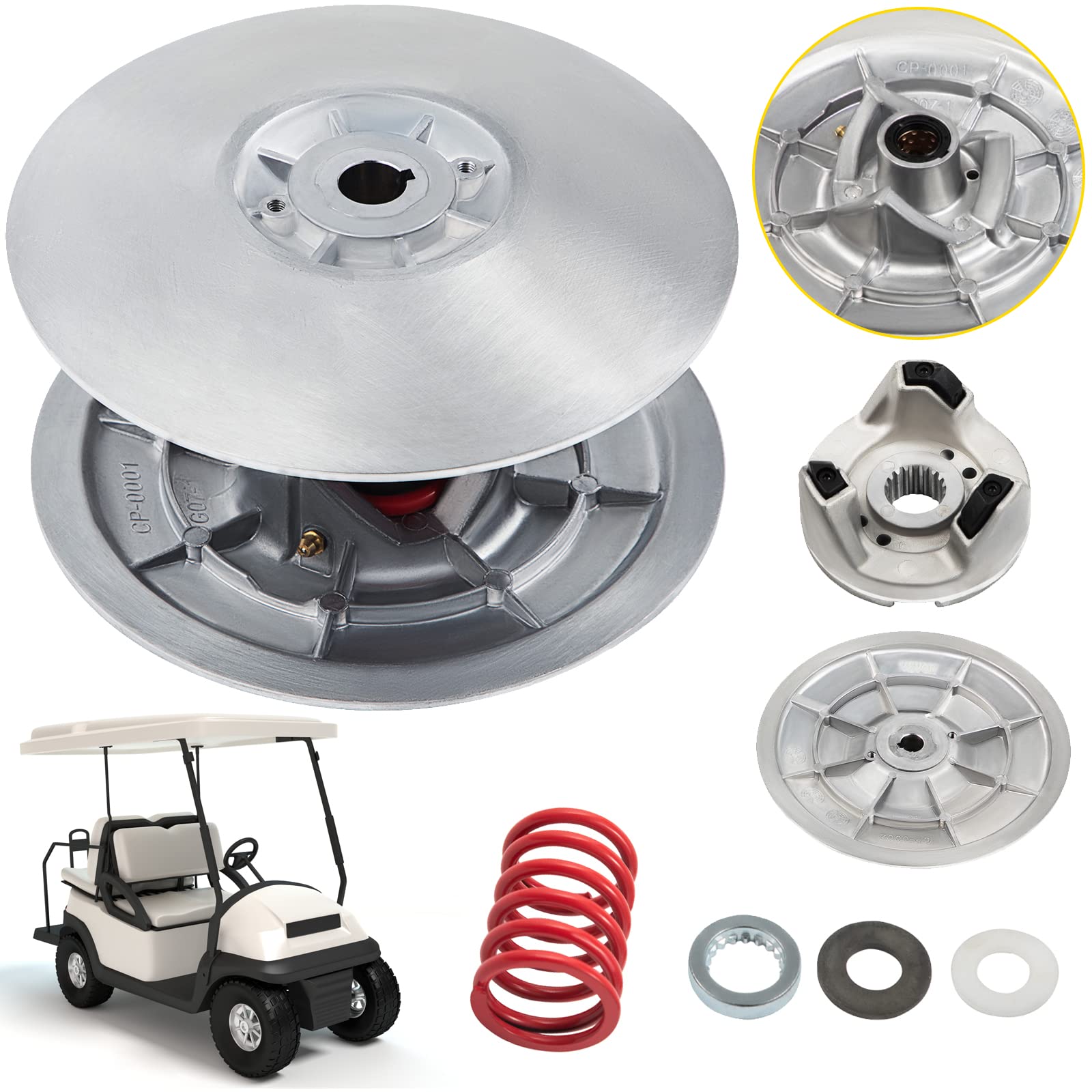 VEVOR Golf Cart Sekundär Angetriebene Power-Kupplungs-Set, Metalloberflächen-Antriebskupplung, 1985–2007 angetriebenes Kupplungs-Set, kompatibel mit Yamaha Low End G2-G28 Golf Cart (mit Feder) von VEVOR