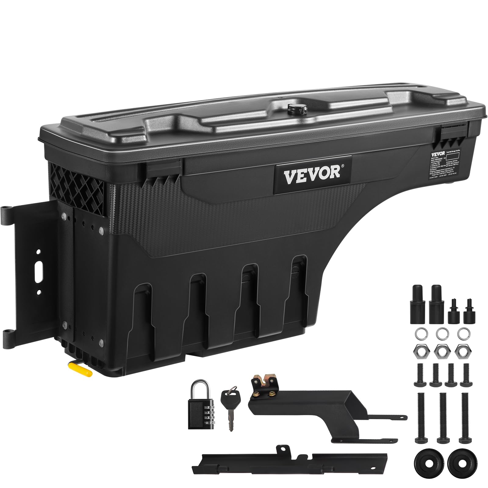 VEVOR Lkw-Ladeflächen-Aufbewahrungsbox, Abschließbarer Schwenkkoffer, 25 L ABS-Radkasten-Werkzeugkasten, Wasserdicht & Langlebig, Kompatibel mit Ford F-150 2015–2021, Lkw-Ladefläche Aufbewahrungsbox von VEVOR