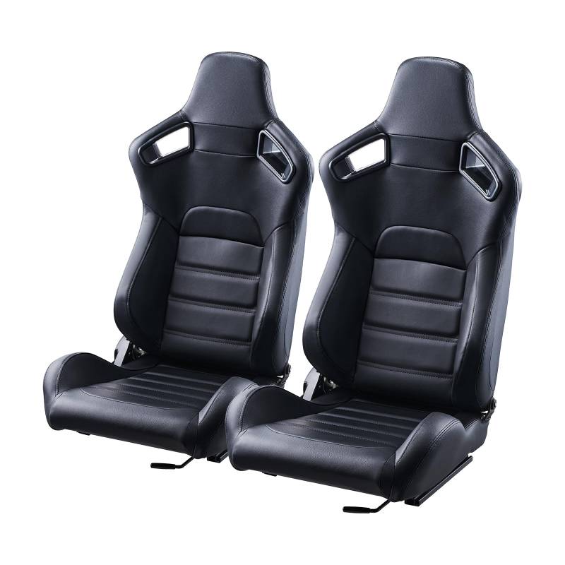 VEVOR Racing Seat Simulator Cockpit Rennsitz Renncockpit verstellbar mit Weitwinkel-Neigung 2 Stk. Rennstuhl mit PVC-Leder und Q235B-Schieber, für Rennwagen, Go-Karts, Game Seat Schwarz von VEVOR