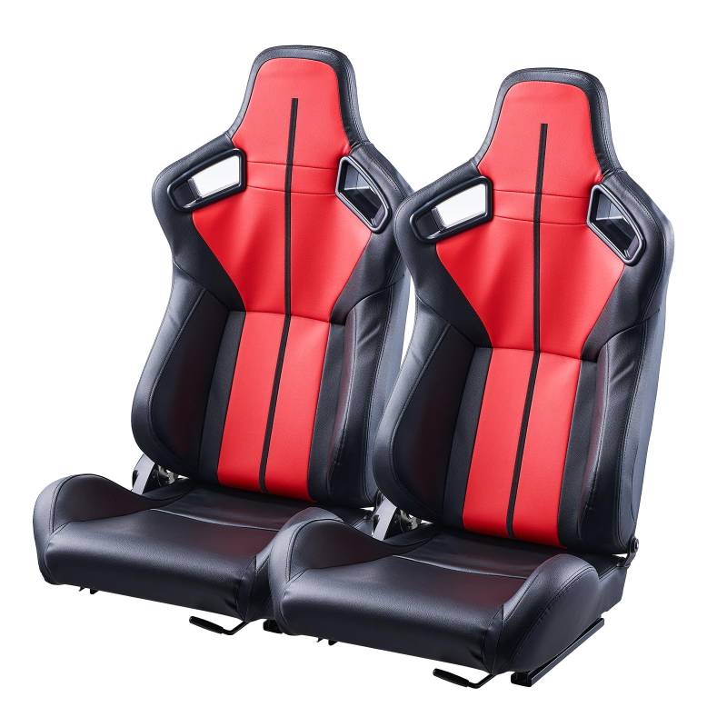 VEVOR Racing Seat Simulator Cockpit Rennsitz verstellbares Renncockpit mit Weitwinkel-Neigung 2 Stk. Rennstuhl mit weichem PVC Leder und Q235B-Schieber passend für Rennwagen und Go-Karts, Game Seat von VEVOR