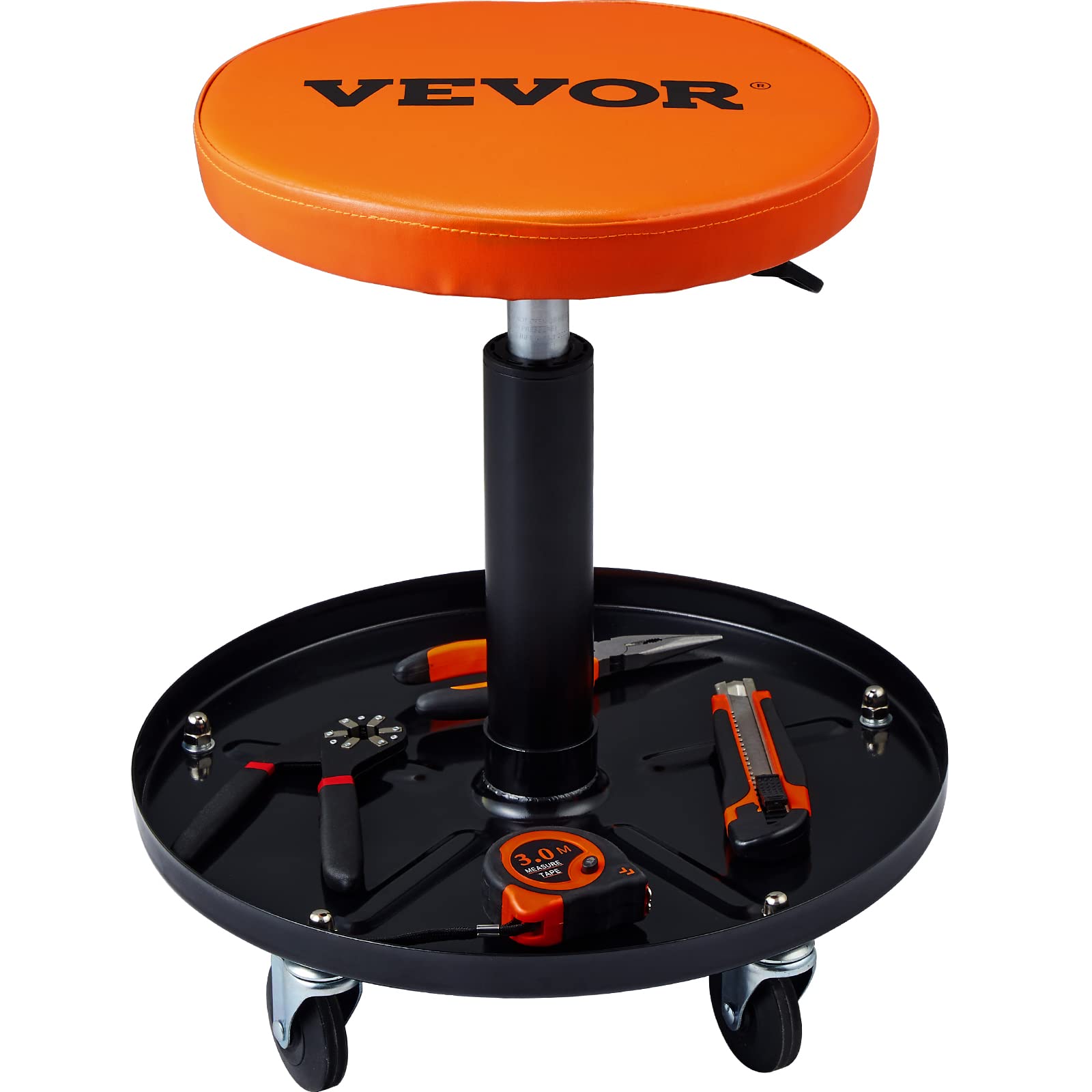 VEVOR Rollender Mechanikerhocker Werkstatthocker 113,4 kg, 406-559 mm Höhenverstellbarer Werkstattsitz, Werkstatthocker mit Werkzeugablage, für Garage, Geschäft, Autoreparatur, Schwarz + Orange VEVOR Rollender Mechanikerhocker Werkstatthocker 113,4 kg, 406-559 mm Höhenverstellbarer Werkstattsitz, Werkstatthocker mit Werkzeugablage, für Garage, Geschäft, Autoreparatur, Schwarz + Orange von VEVOR
