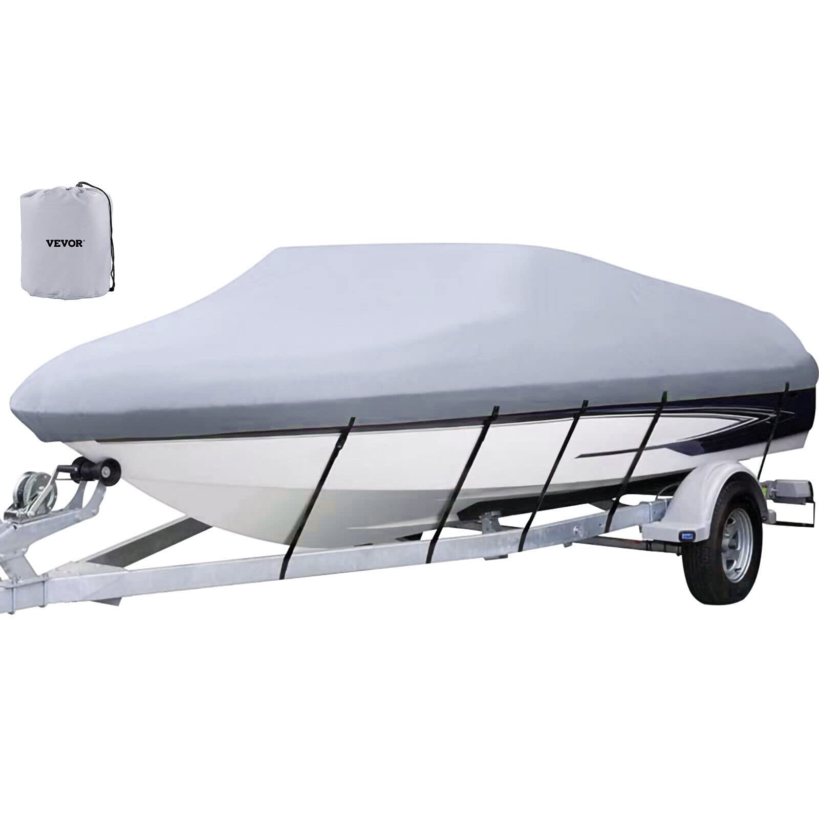 VEVOR wasserdichte Schutzhülle, 17'-19' Trailerable Boat Cover, Beam Width up to 102' v Hull Cover Heavy Duty 600D Marine Grade Polyester Mooring Cover for Fits V-Hull Boat with 5 Tightening Straps von VEVOR
