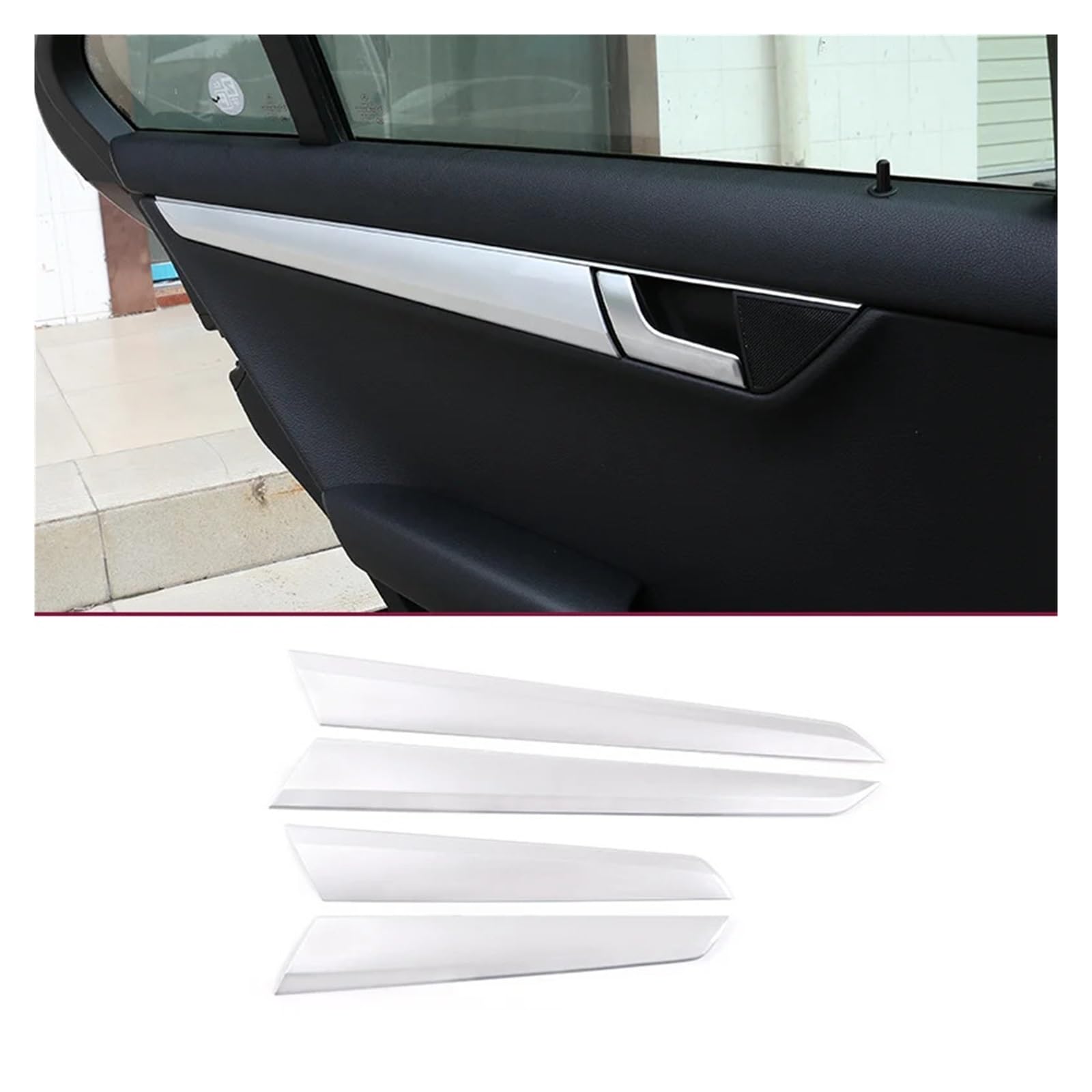 VFEBTSD ABS-Kohlefaser/Silberfarbe, Innentürleistenverkleidung for Autos, Autoinnenausstattung, kompatibel mit Mercedes-Benz C-Klasse W204 2008-2014(White) von VFEBTSD